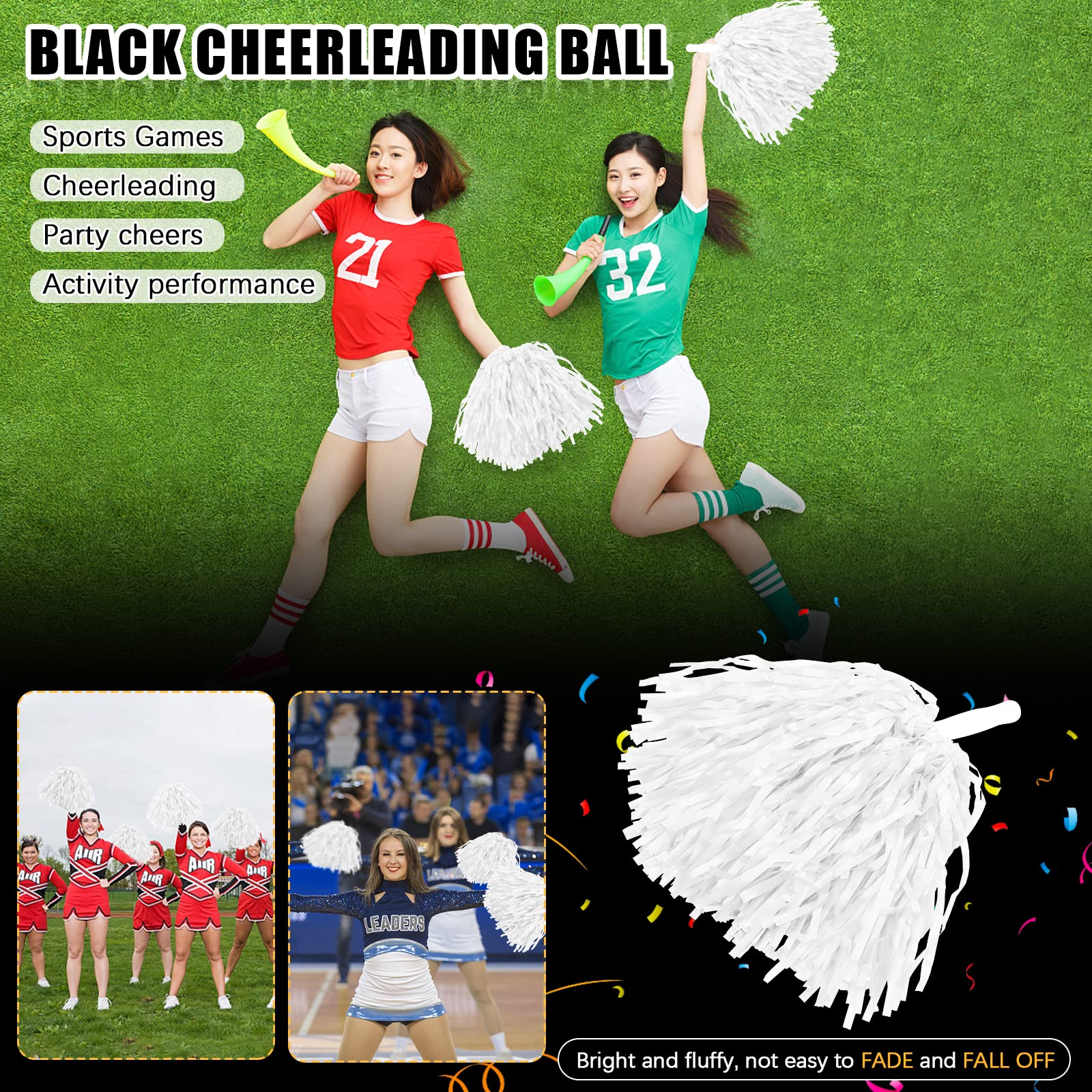 LZYMSZ Lot De 12 Pompons Métalliques Pour Pom-pom Girl Pour Enfants