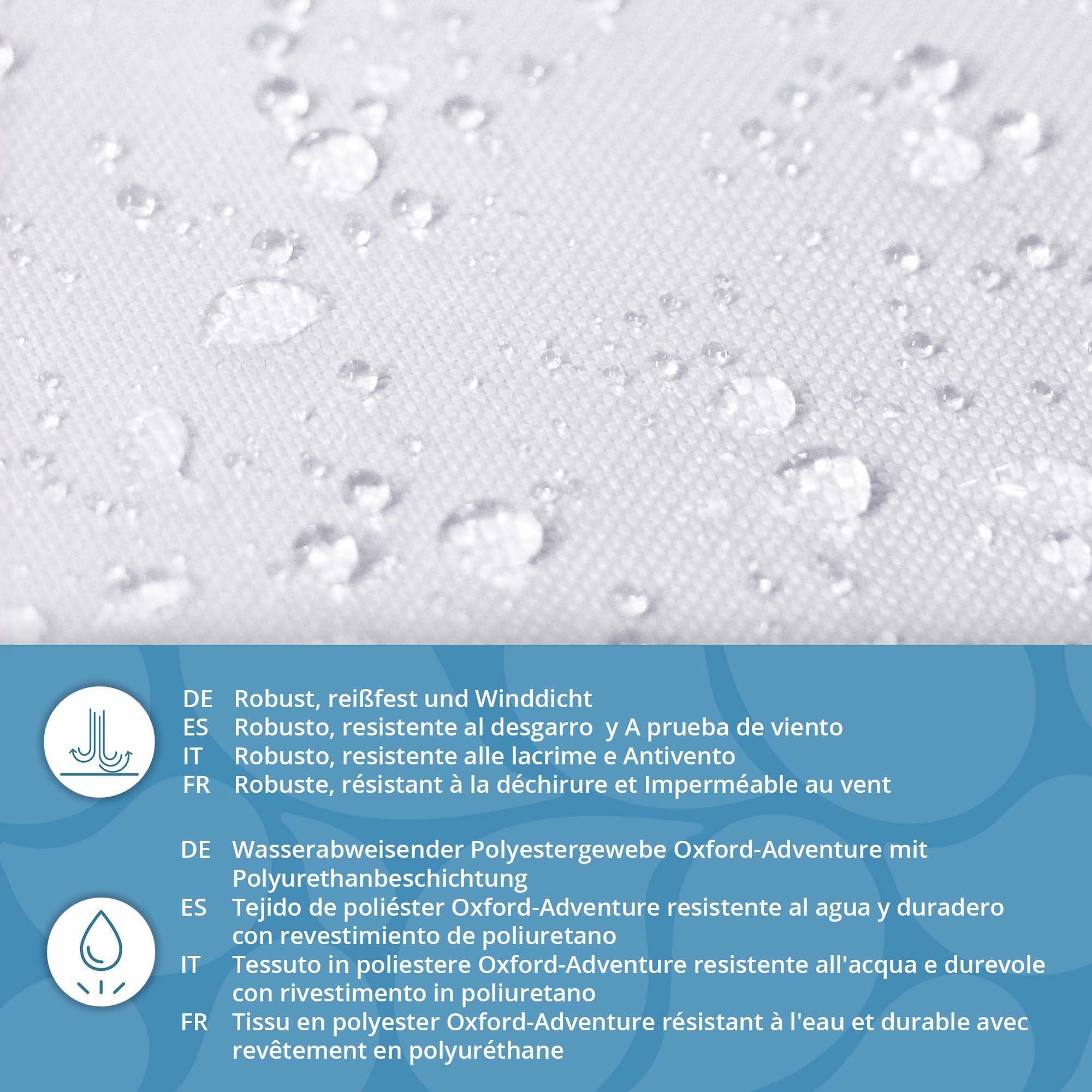 DreamRoots Tissu imperméable extérieur au metre 160 cm Largeur - Toile exterieure impermeable 100% de polyester 600D 220g/m - Tissus au metre ameublement Mango 1M