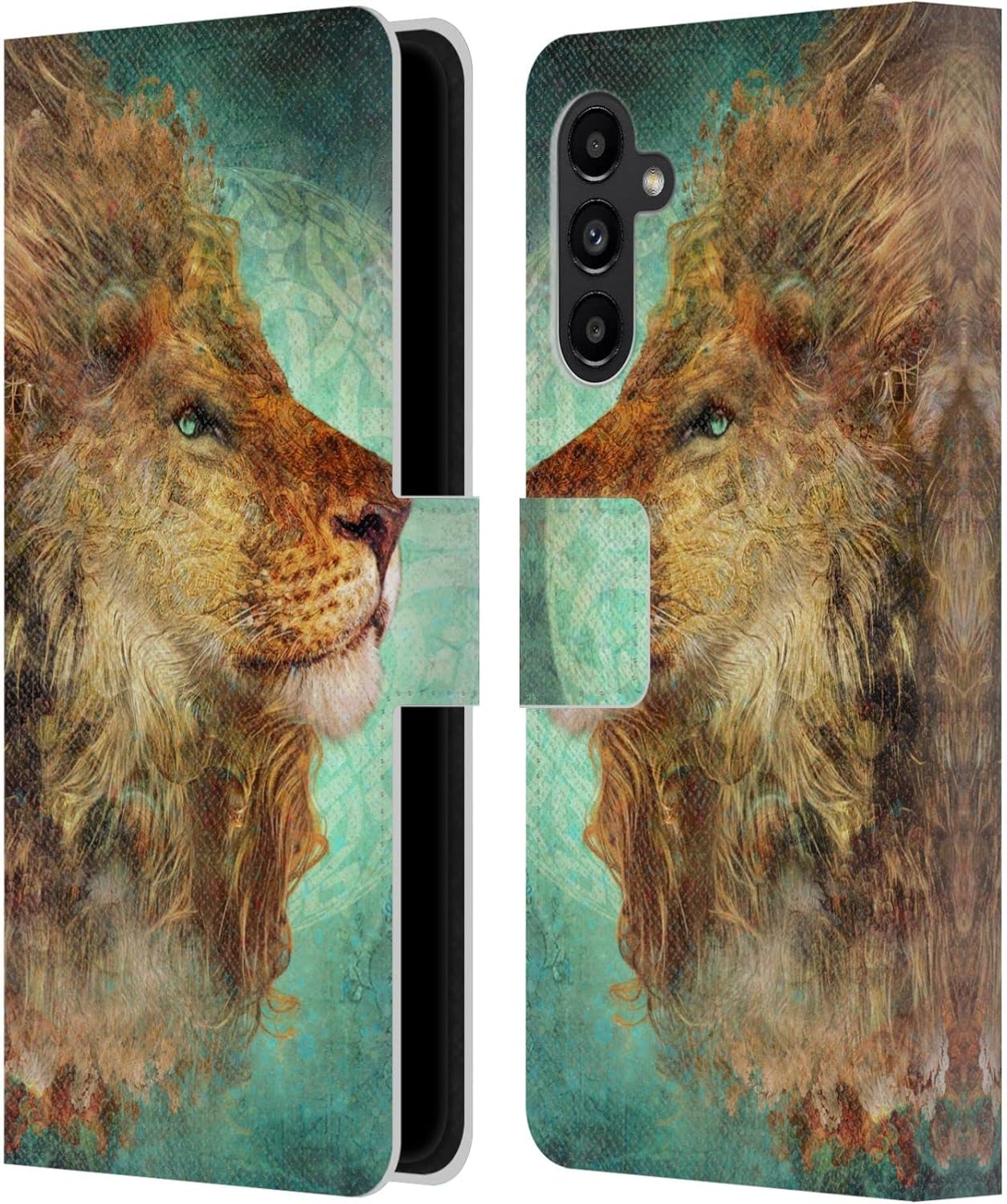 Head Case Designs Officially Licensed JENA DellaGrottaglia Lion Animals Leather Wallet Case Compatible with Samsung Galaxy A13 5G (2021)