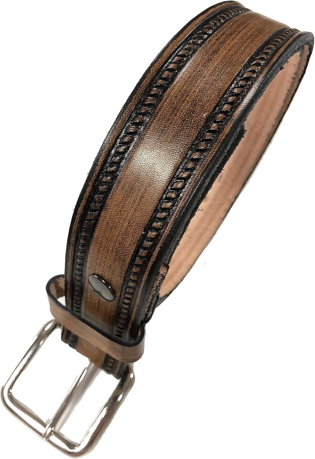 Rope Design Handmade Mens Leather Belt Western Work Casual Belt 1.5" Wide Brown