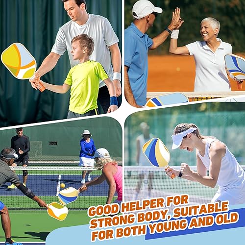 Miniatura 7 de Juego de 4 palas de pickleball de madera prémium con 4 bolas de pickleball para interiores y exteriores y 1 bolsa de transporte, raquetas de