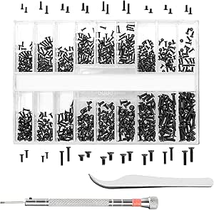 630 Pcs Kit de Vis de Réparation Micro, 18 Tailles Micro Visserie avec un Tournevis et une Pince à épiler, pour Réparation Eyewear, Montre, Ordinateur
