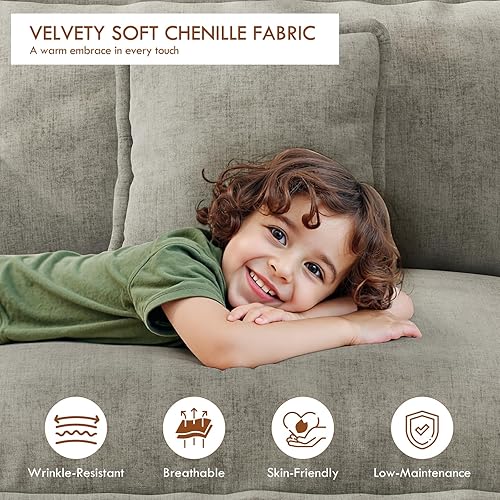 Miniatura 6 de WorthFurni Sofá Seccional Modular de 111.4", Sofá de Nube en Forma de U con 2 Otomanas Móviles, Cómodo Sofá de Chenille de Asiento Profundo con