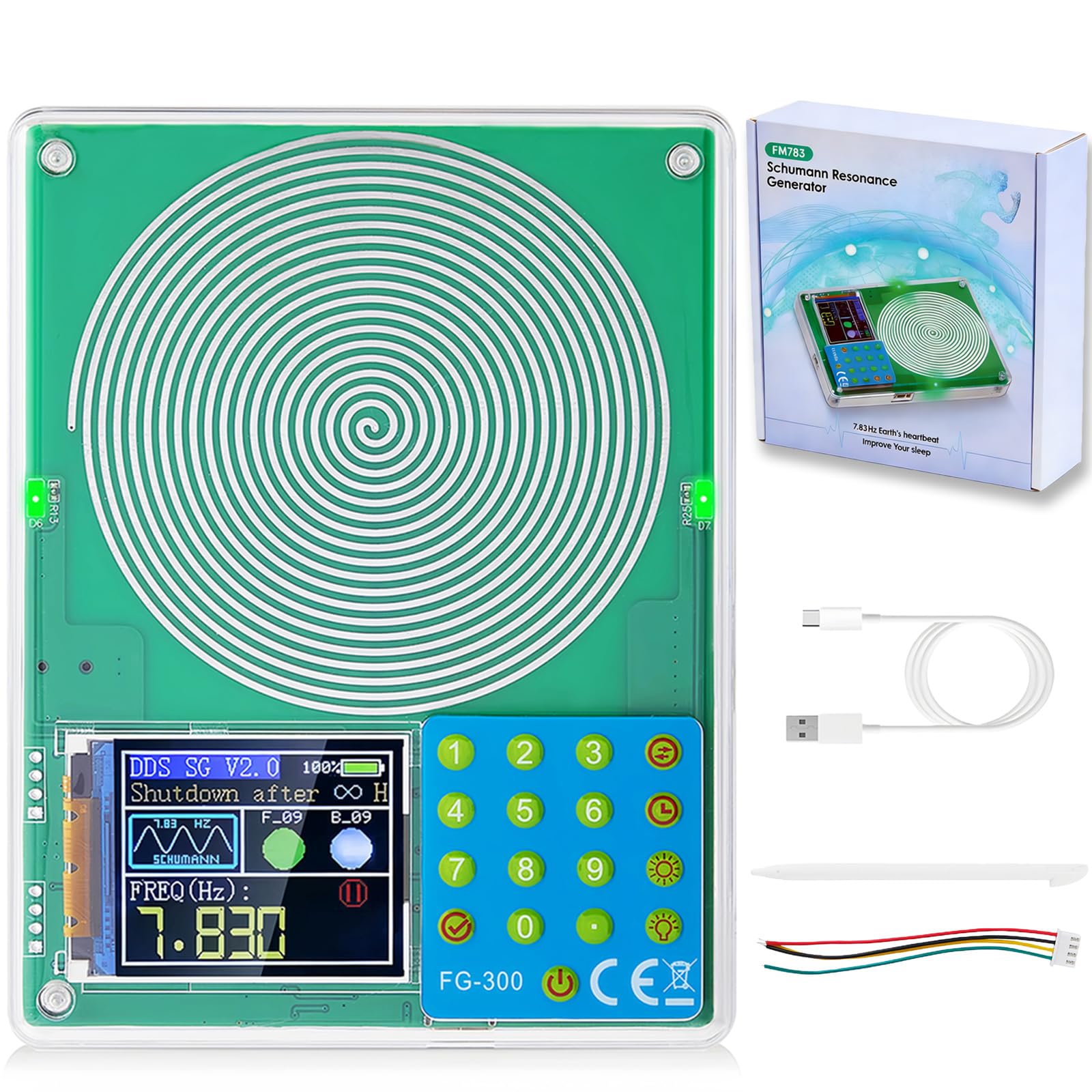 Photo 1 of 7.83Hz Schumann Resonance Generator Battery Powered, Frequency Generator for Healing, 13 Waveform 0.001Hz-200KHz Adjustable Schumann Sine Wave Resonance Generator, Frequency Healing Device