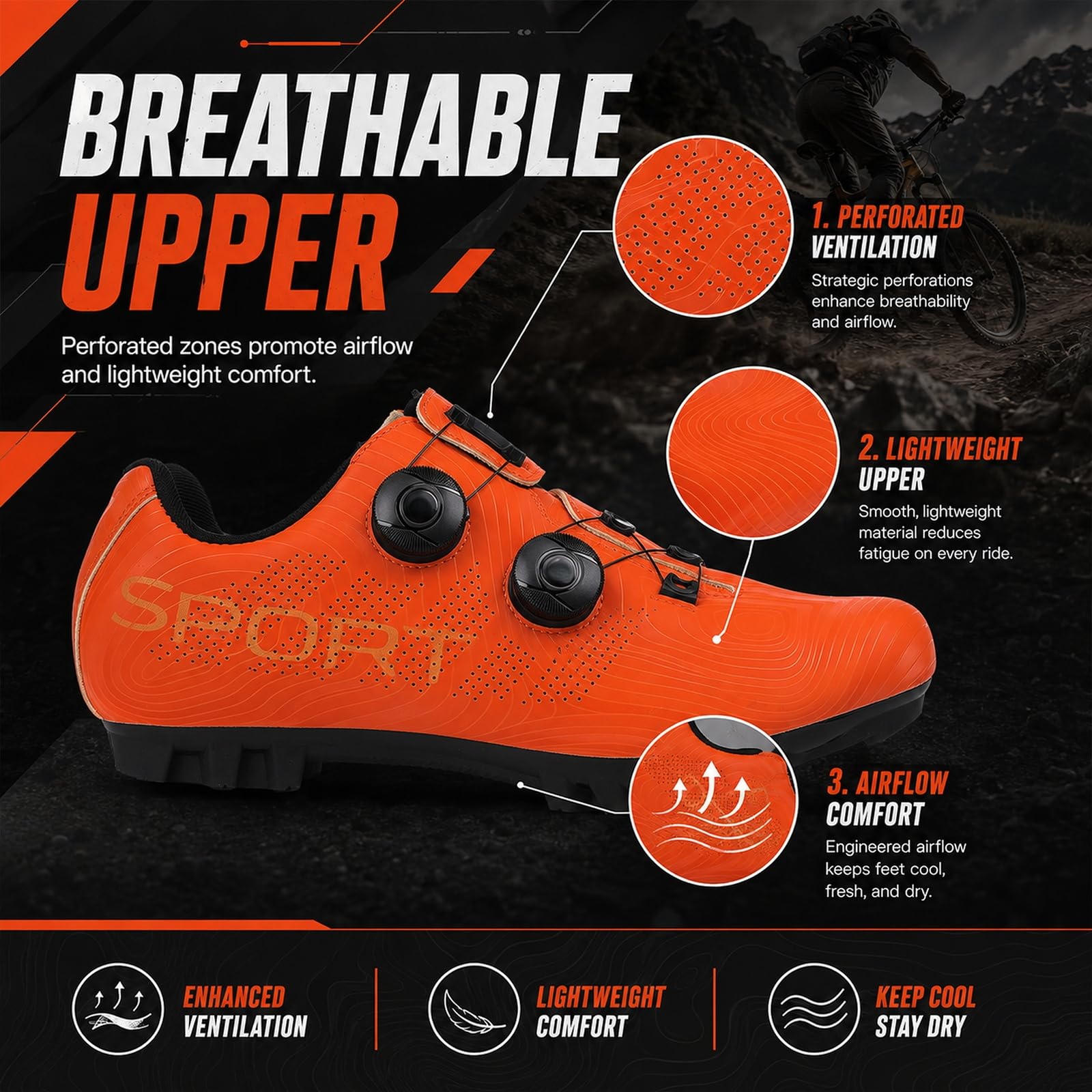 Unisex Scarpe da Ciclismo, Uomo Donna PRO MTB Mountain Bike | Unisex Scarpe Ciclismo, Uomo Donna Mountain Bike, Professionali MTB Suola 2 Fori Compatibili Tutti Pedali SPD
