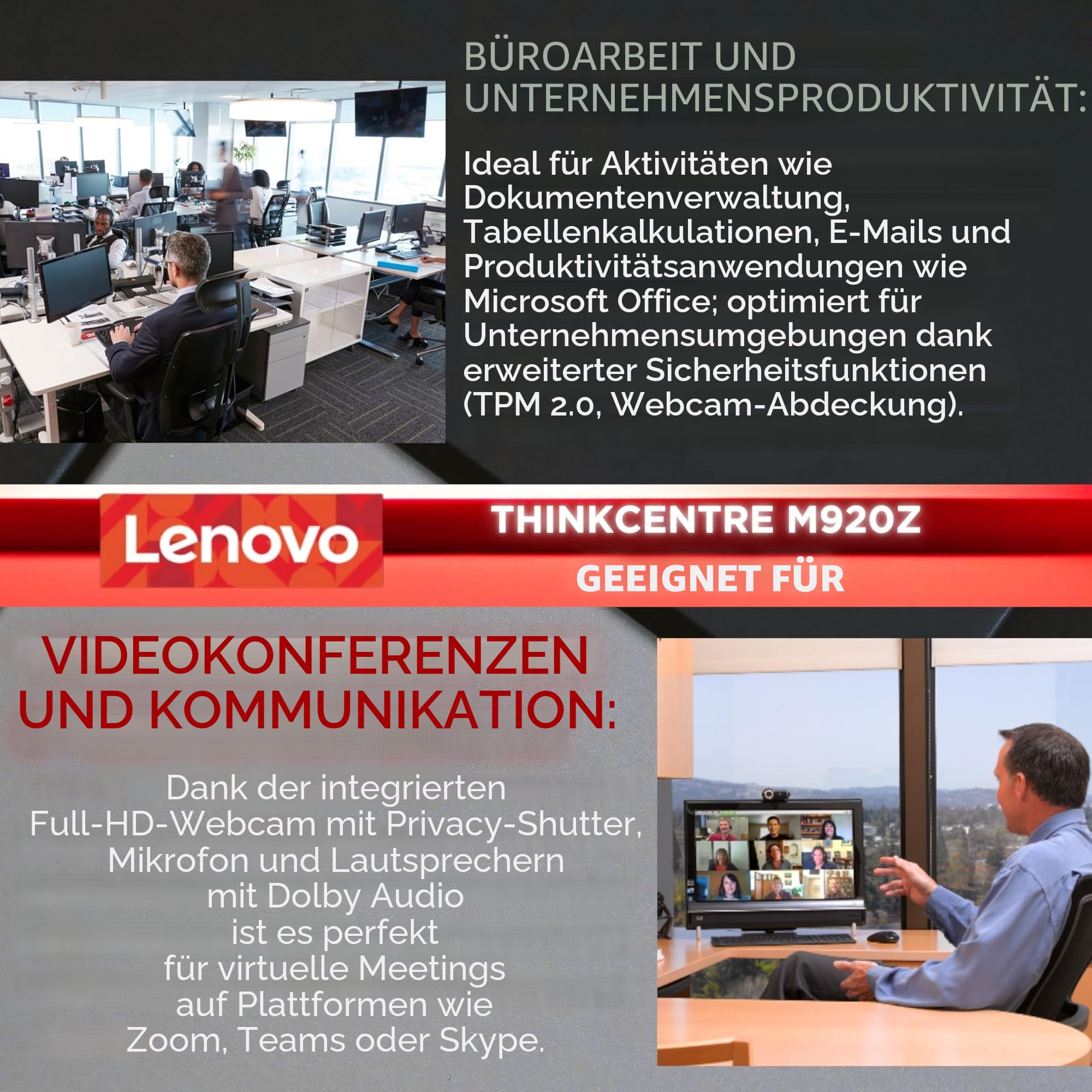 Lenovo All-in-One-PC, 24" FHD-Display, Intel i5-8500, 16 GB RAM, 512 GB SSD, Windows 11 Pro, Office 2021, WiFi, Bluetooth (Generalüberholt)