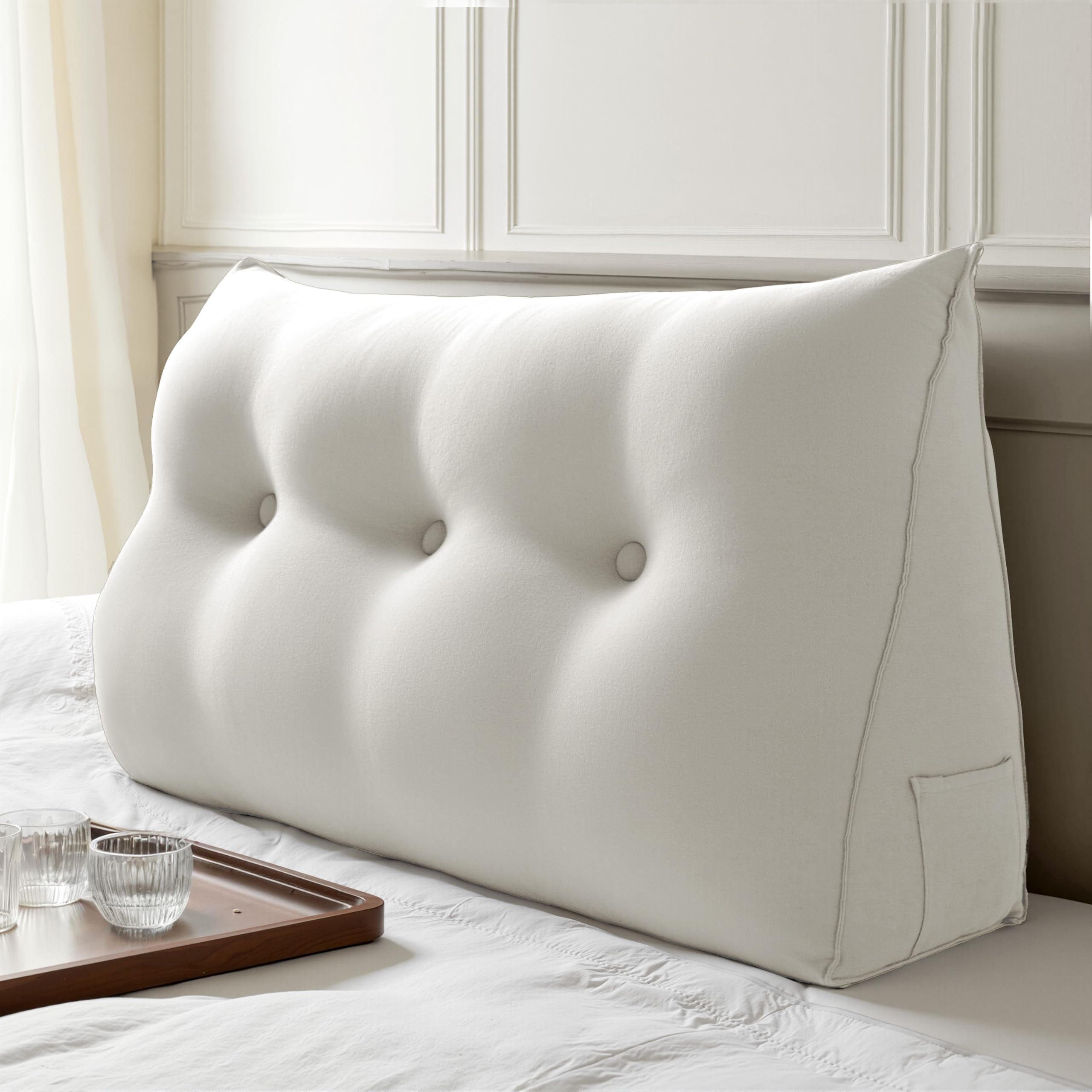WOWMAX Multifunctional Upholstered Headboard Pillow Twin, White