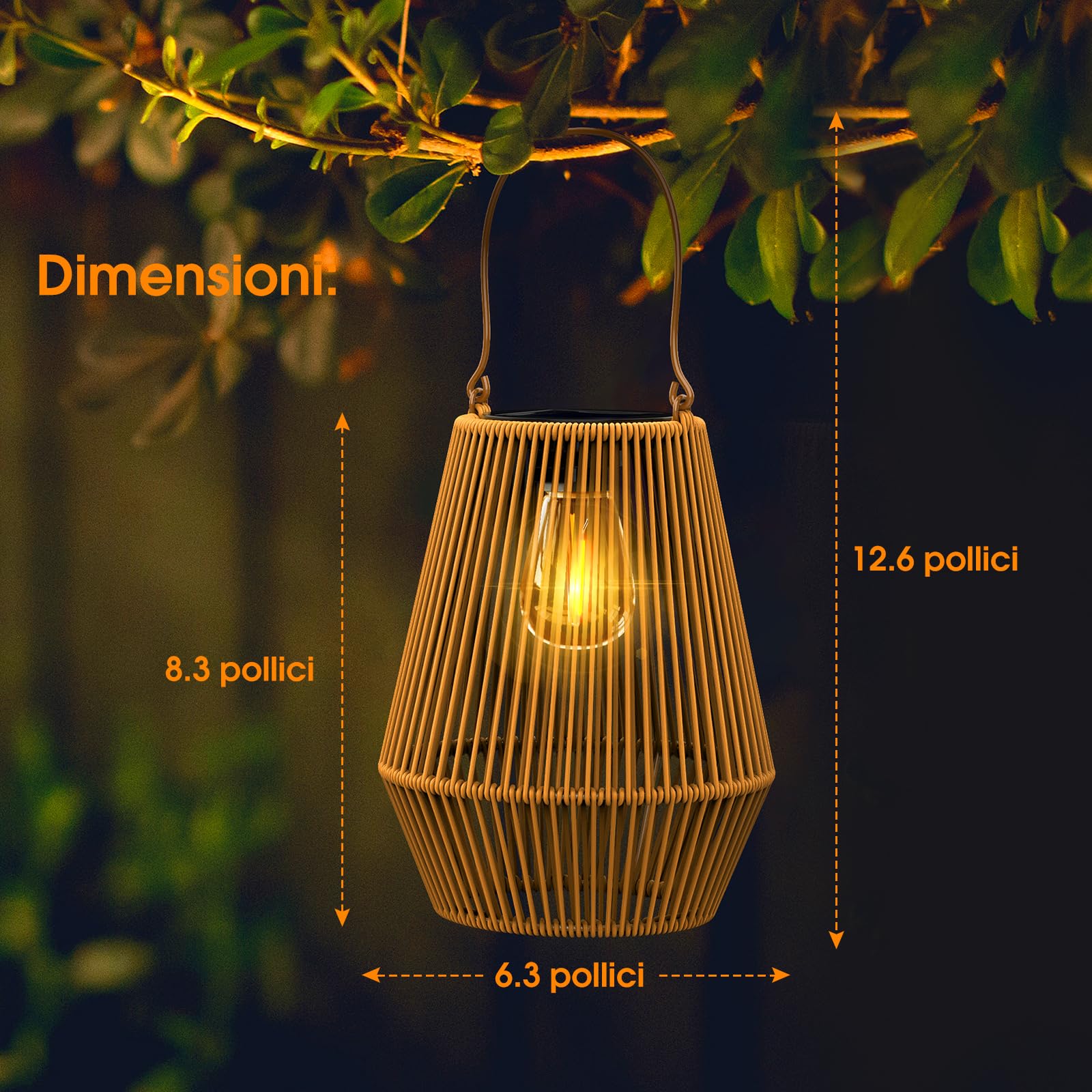 Lanterne da Esterno, KagoLing Lanterne Solari da Esterno 1 Pezzi IP65 Impermeabile Lampada Solare da Giardino per Natale Feste Decorazioni natalizie