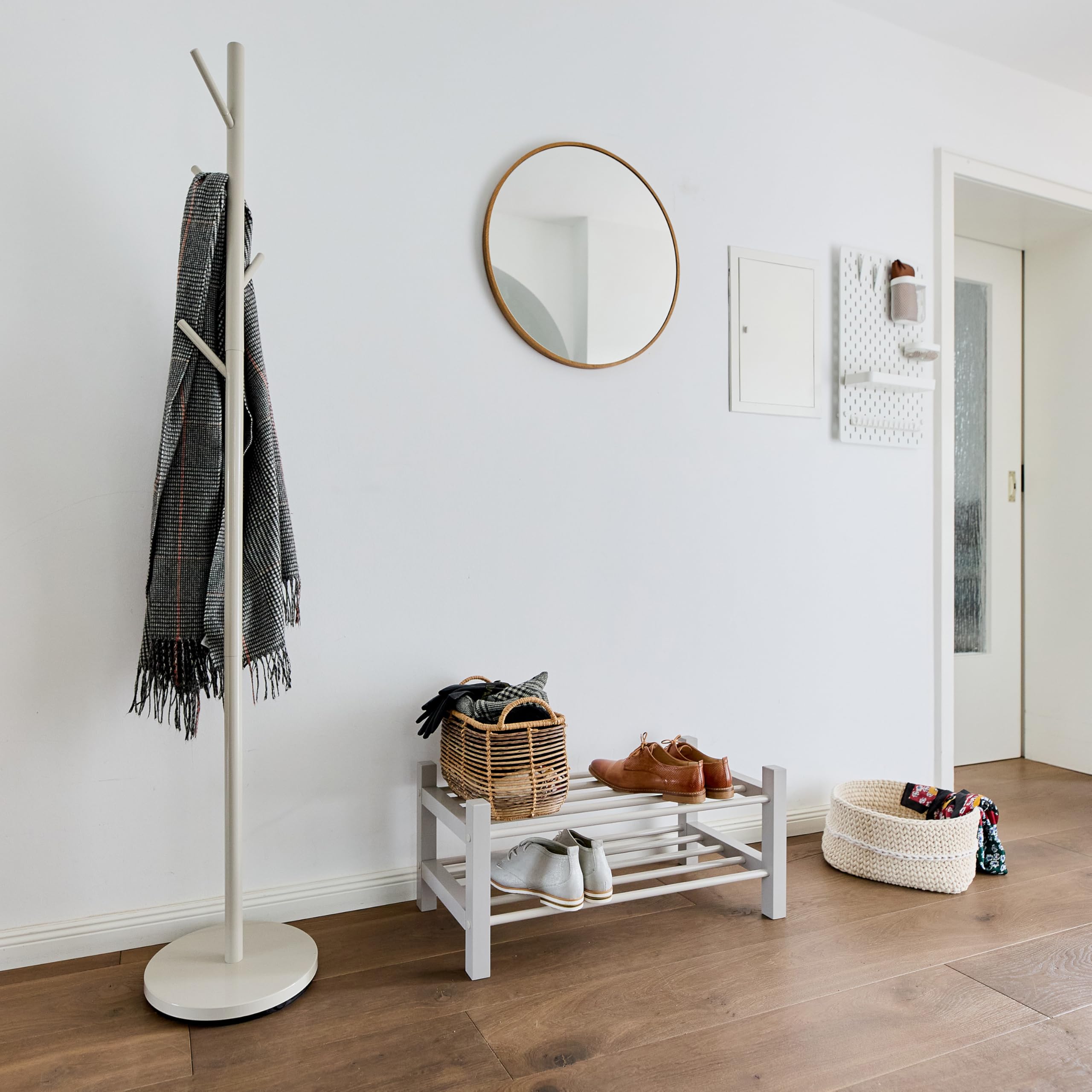 LOVE IT STORE IT - Scarpiera in metallo e legno per un massimo di 8 paia di scarpe - Custodia per scarpe su 2 livelli - Robusta - Grigio - Larghezza 70 cm