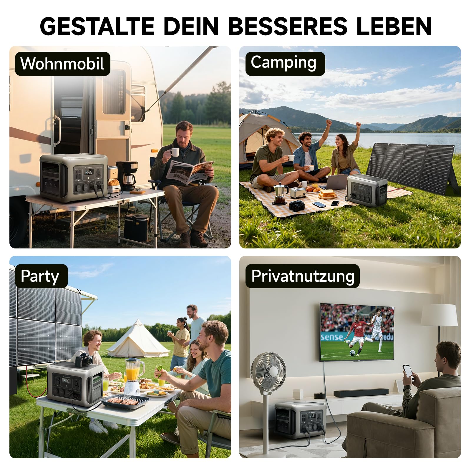 ALLPOWERS R2500 V2 Tragbare Powerstation mit Solarpanel 200W SE200, 1920Wh Solargenerator mit 4x 2500W Ausgang, LiFePO4 Batterie Schnellladung für Camping, Wohnmobil, Off-Grid, Stromausfall | 1920Wh LiFePO4 Batterie Solargenerator, 100W USB-C Schnellladun