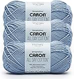 Caron All Day Cotton - 3 Pack of 173 Yards/3.52 oz Eyes Blue 100% Mercerized Cotton Yarn