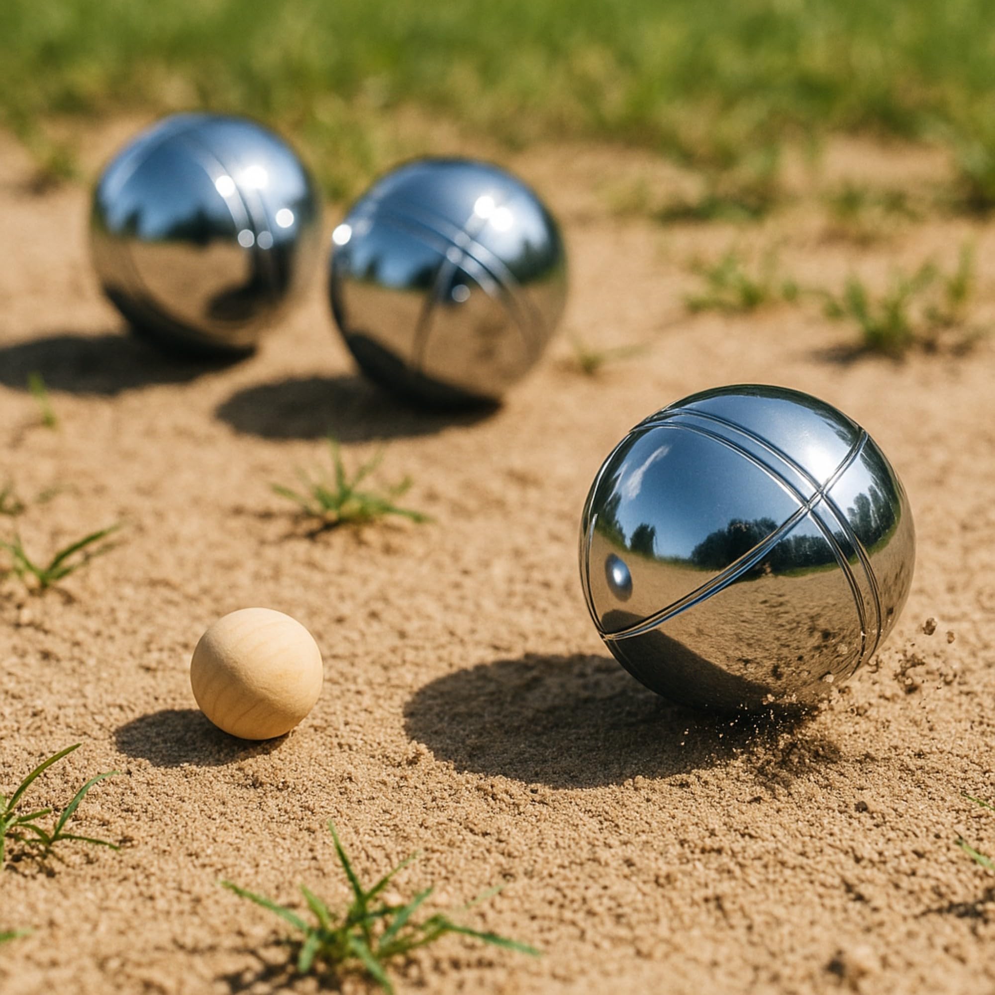 MIJOMA Jeu de Boules zestaw z torbą – 6 metalowych bombek Ø 70 mm po 700 g – Boccia kula z piłką celowniczą i taśmą mierniczą – zestaw boule do ogrodu, na kemping i plażę