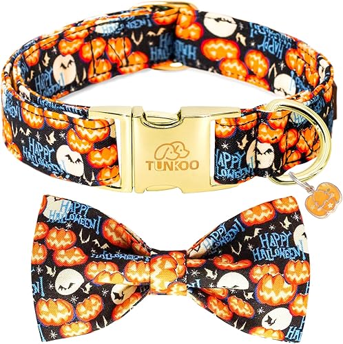 Collar de perro con calabaza de Happy Halloween, duradero, ajustable y elegante, disponible en tamaño pequeño, mediano y grande S