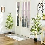 HOMCOM 4ft Set of 2 Artificial Bamboo with Pot, Indoor Fake Plants for Home Office Living Room Decor