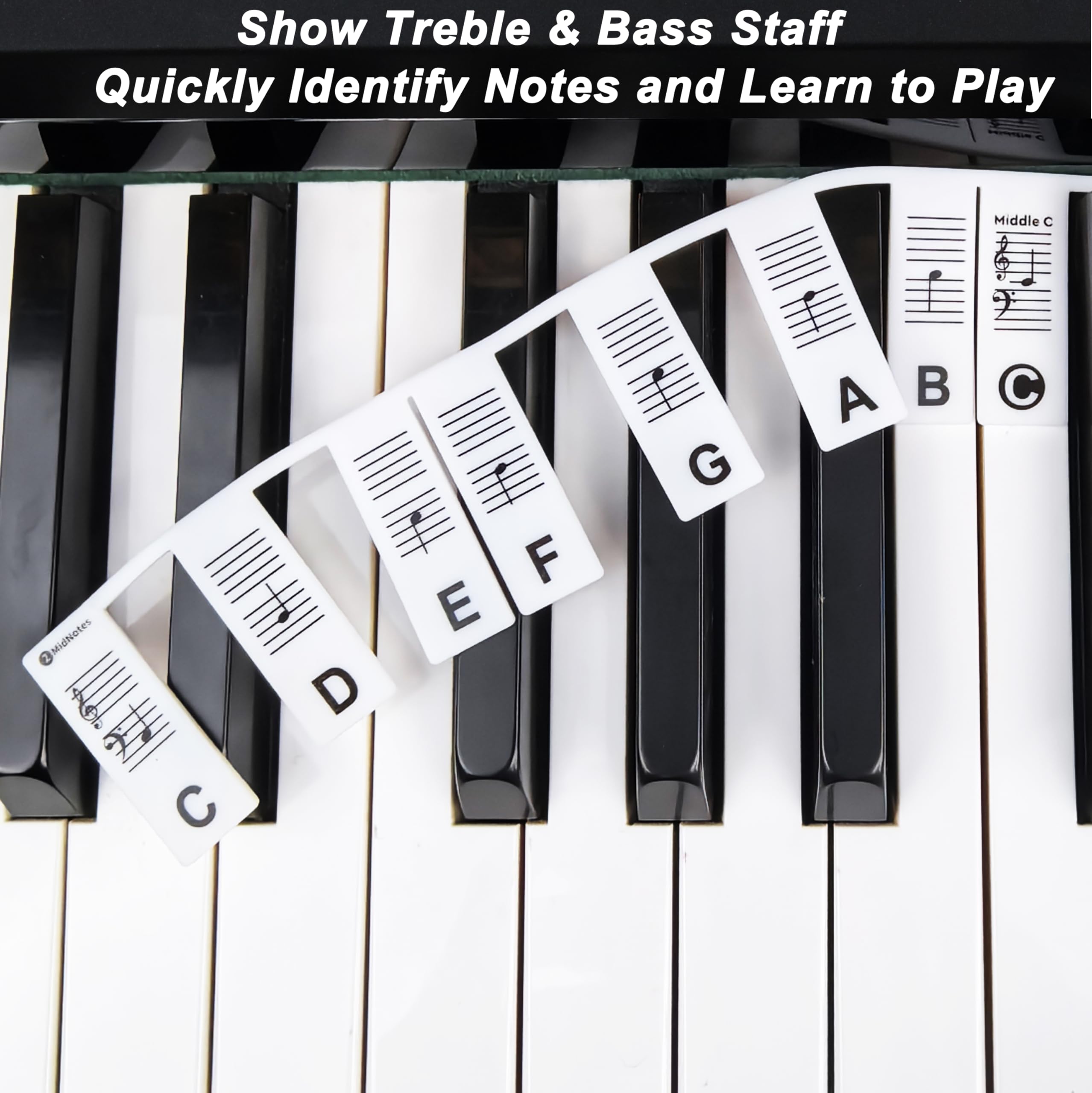 YPTSYSYS Removable Piano Keyboard Stickers for Beginners Reusable Silicone Piano Key Labels for 88-Key Standard Full-Size Keyboards - Image 3