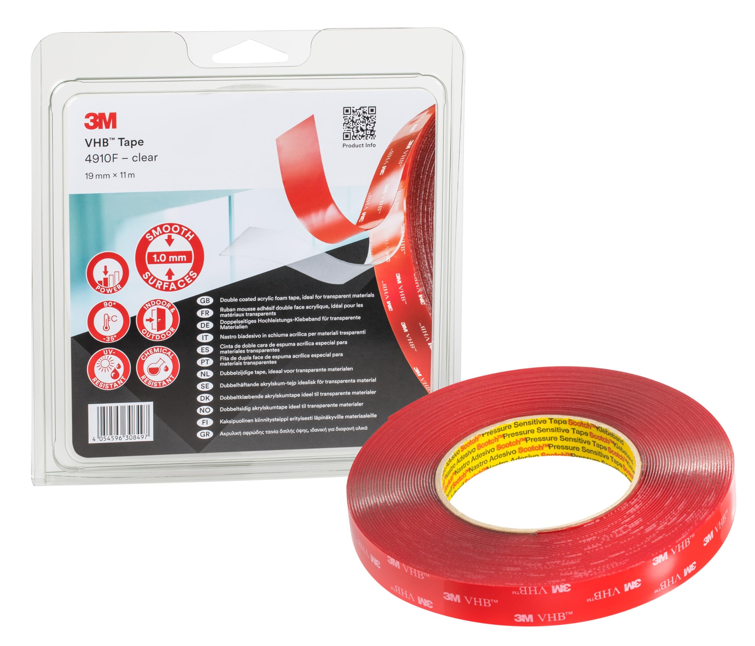 3M Vhb Transparent Tape 19mm X 11M 1 Roll/pack 4910F from B&Q