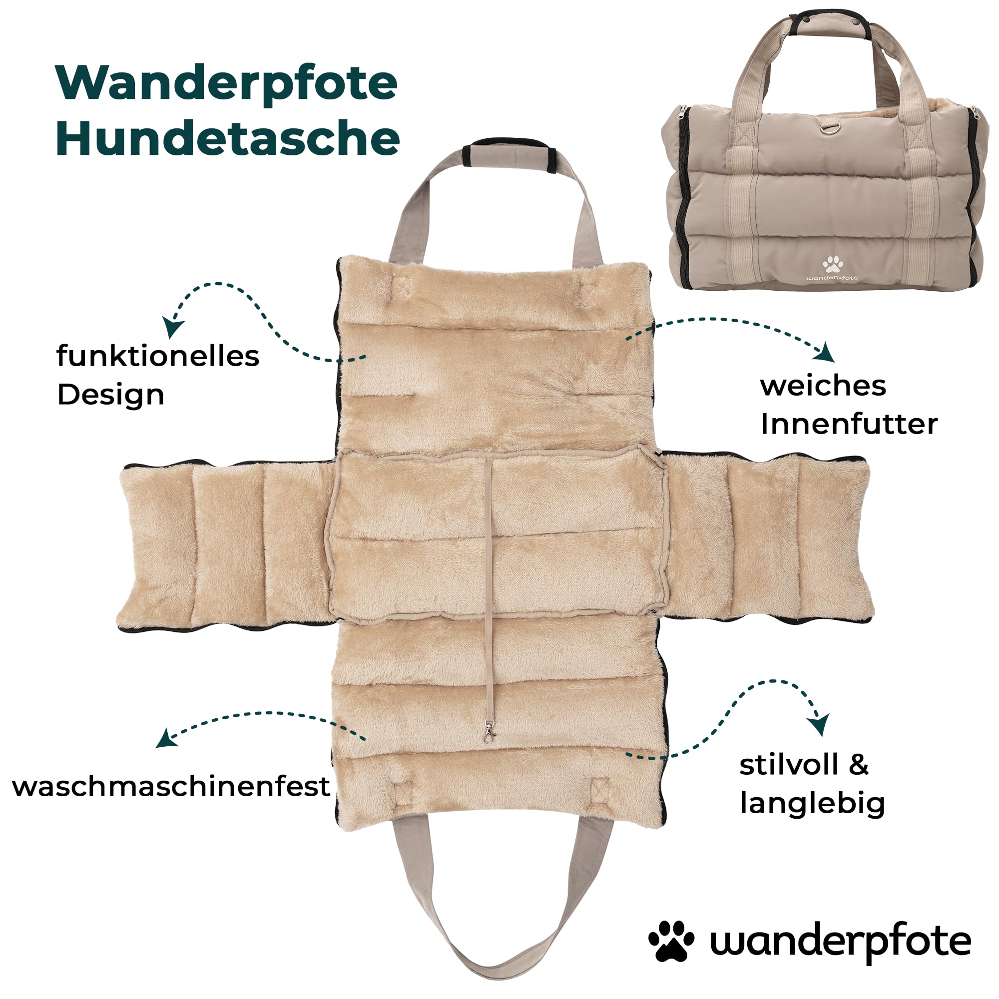 Hundetragetasche – Hundetasche & Tragetasche Hund, Hunde Tragetasche bis 10kg, leichte Transporttasche Hund als Bequeme Umhängetasche für Reisen (Grau, L)