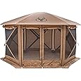 Gazelle Tents™, G6 6-Sided Portable Gazebo, Easy Pop-Up Hub Screen Tent, Waterproof, UV Resistant, 8-Person & Table, Desert Sand, 86" x 124" x 124", GG601DS