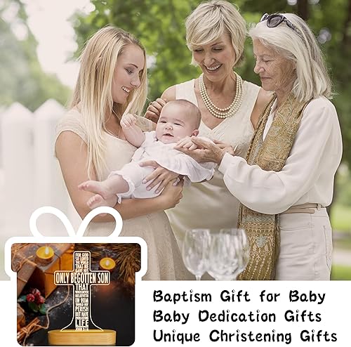 Miniatura 5 de Lampeez Regalo de bautismo para niños, luz nocturna de madera, lámpara novedosa de madera, decoración de ilusión, alimentación USB, decoración de