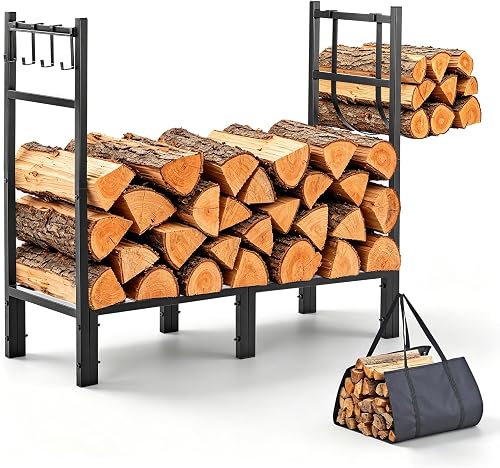 Range-bûches d'Intérieur 83x33x79,5 cm Porte-bûches en Mét VEVOR