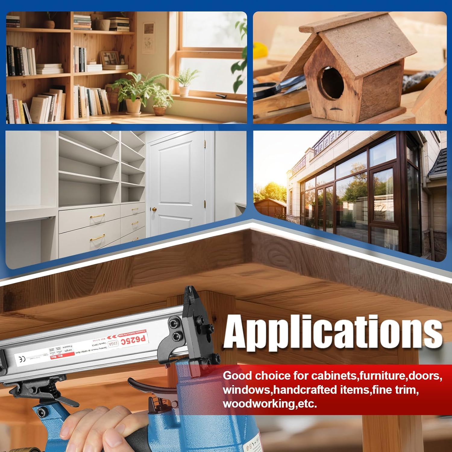 CTS P625C 23 Gauge Pin Nailer with 3000PCS Nails, Pneumatic Headless Pin Nail Gun with Safety Lock, Fits 1/2'' to 1'' (12 to 25mm) Pin Nails, Air Micro Pinner for Cabinets, Crafts and Woodworking