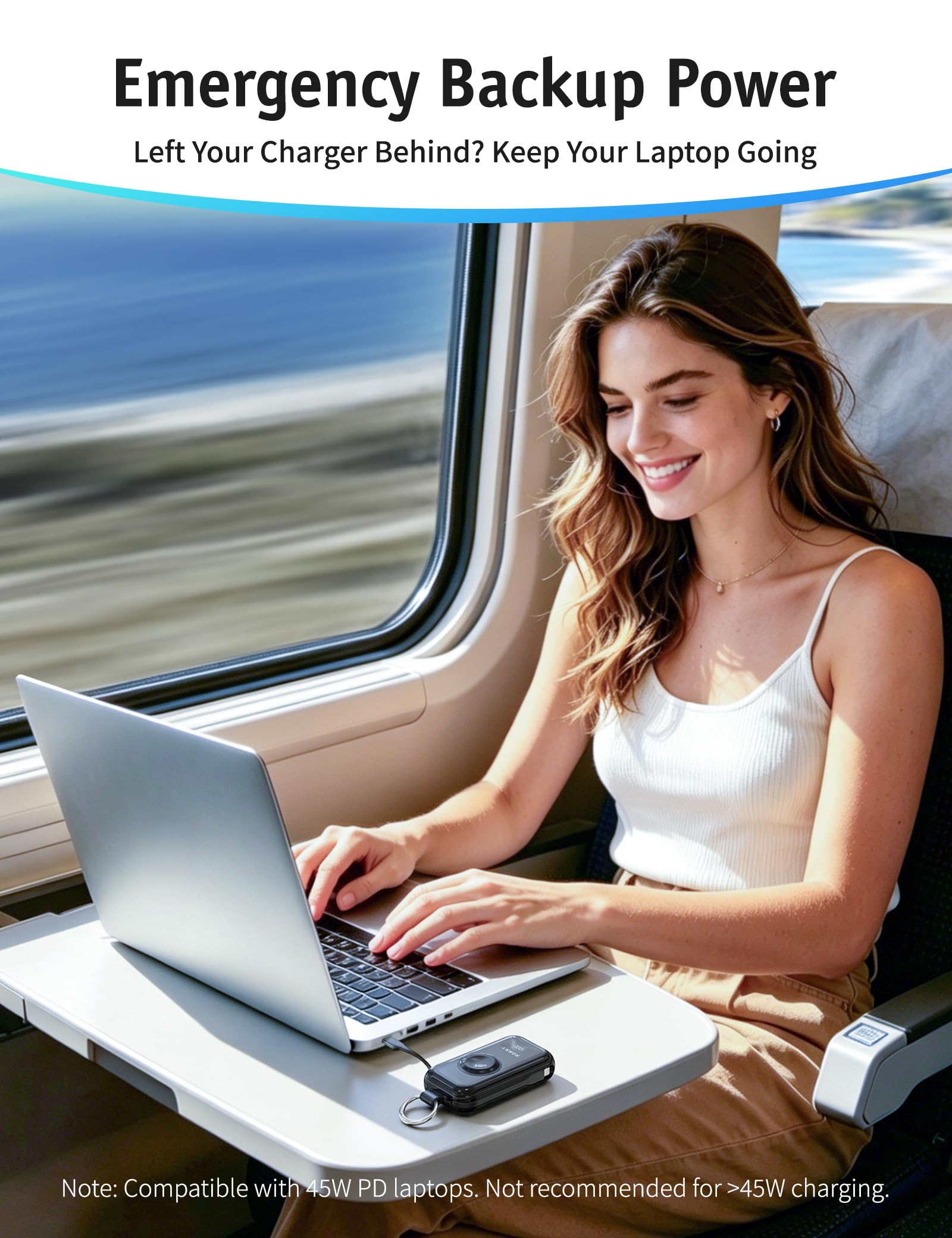 RORRY CharmGo Chargeur Portable 45 W à Charge Rapide, 10 000 mAh avec câbles intégrés, Batterie pour iPhone 17/16/15/14/13/12/11 Pro/Max et Apple Watch Ultra/11/10/9/SE, iPad, Noir