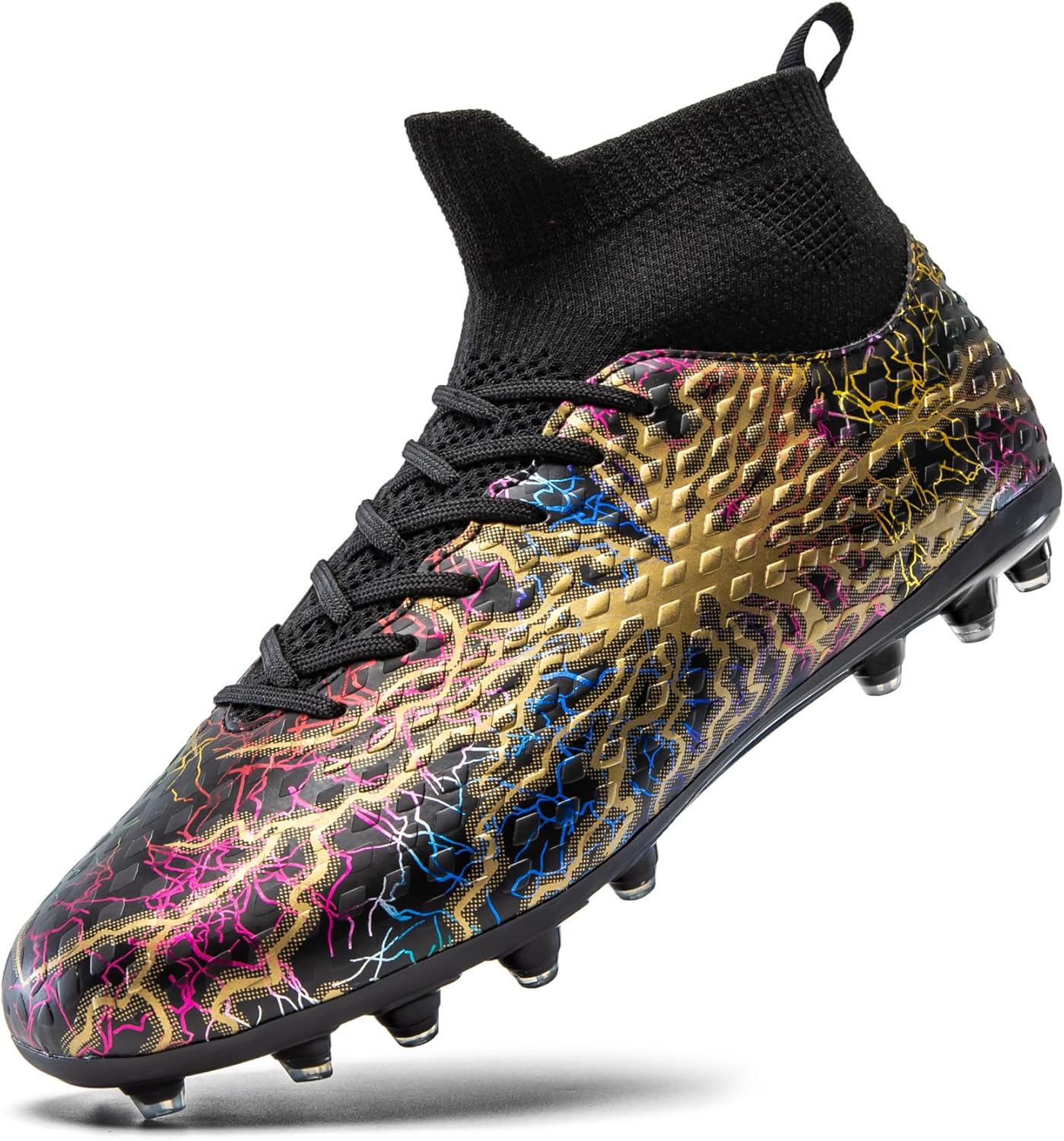 Kids Soccer Cleats Boys Girls Youth Firm Groud Cleats High Top Soccer Shoes Professional Athletic Outdoor Football Shoes for Little Kid/Big Kid