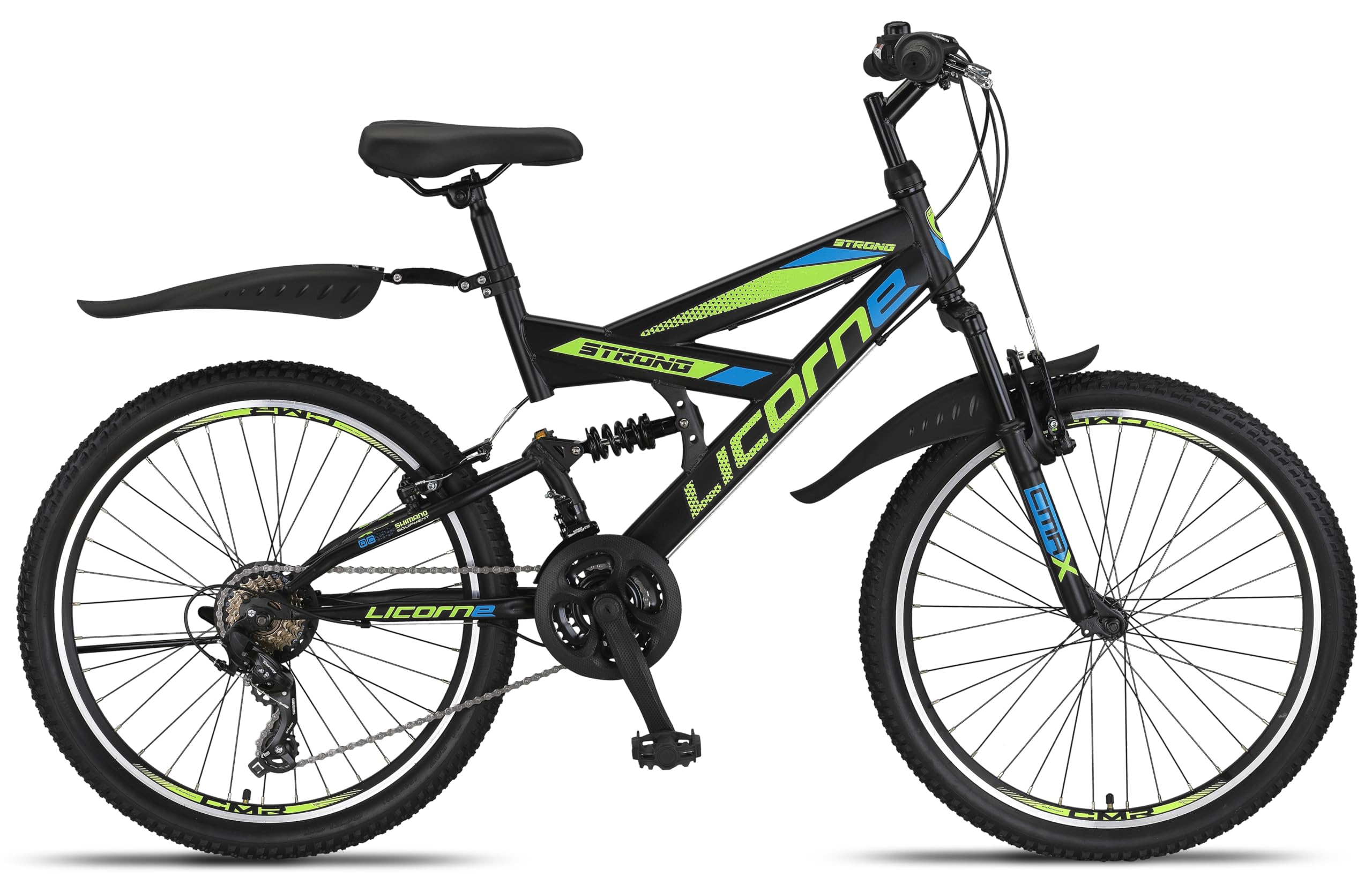 Licorne Bike Premium Strong V Mountainbike in 24 und 26 Zoll - Fahrrad für Jungen, Mädchen, Damen und Herren - 21 Gang-Schaltung - Vollfederung