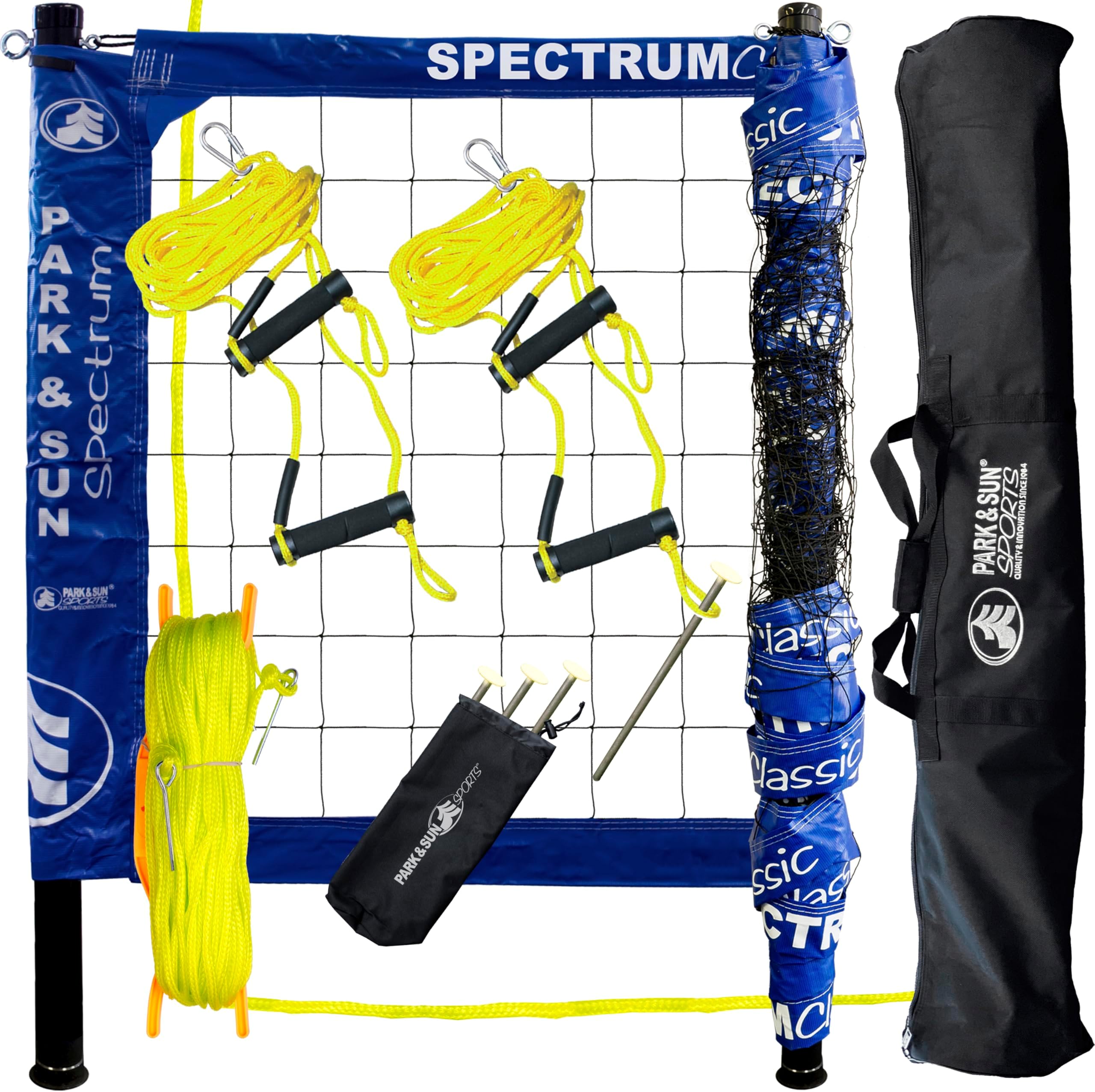 Park & Sun Spectrum Classic Volleyball Set w/Denim Blue Net (TS-CL-DEN)