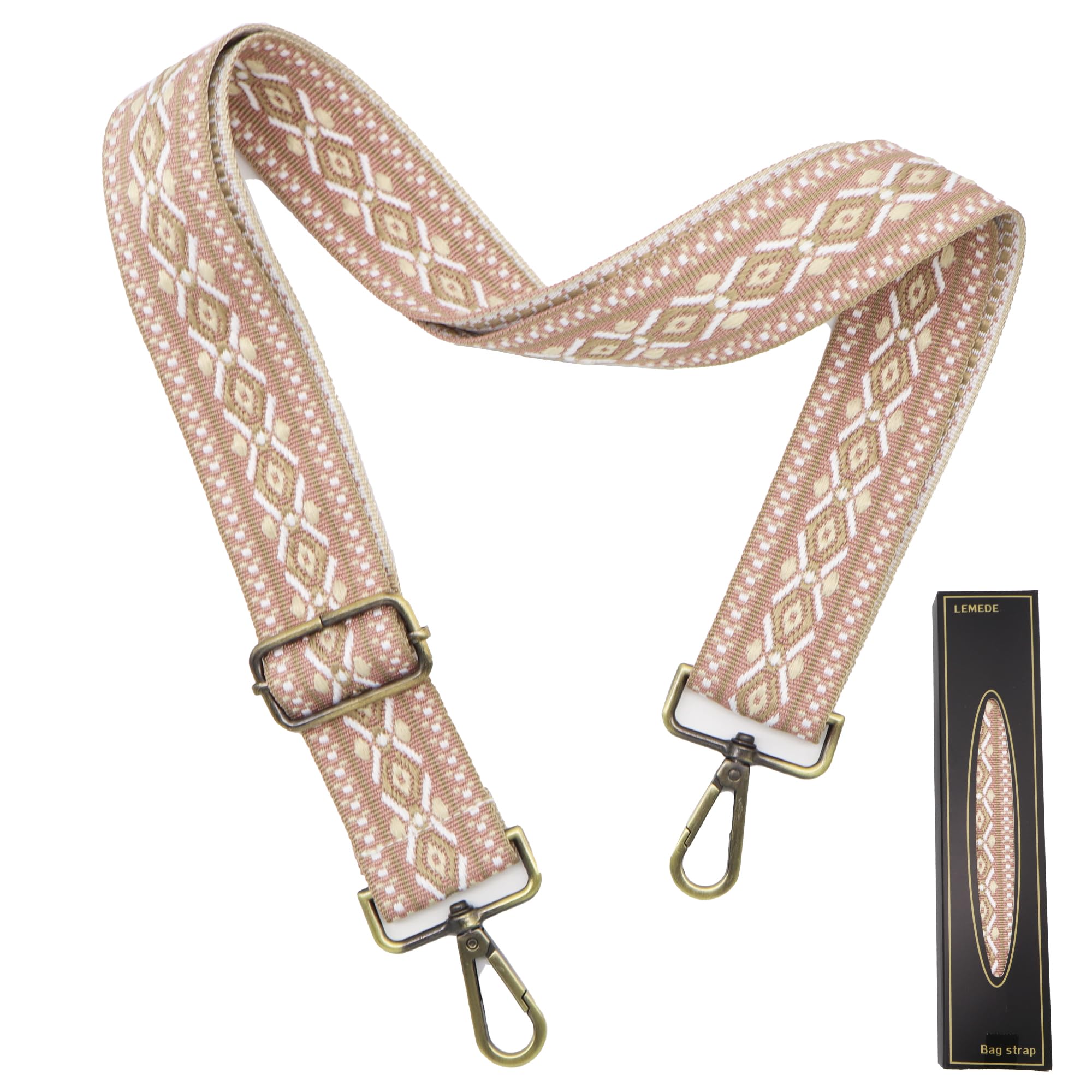 Purse Strap Adjustable Replacement Crossbody Bag Straps Retro Jacquard Embroidery Shoulder Straps for Shoulder Bag