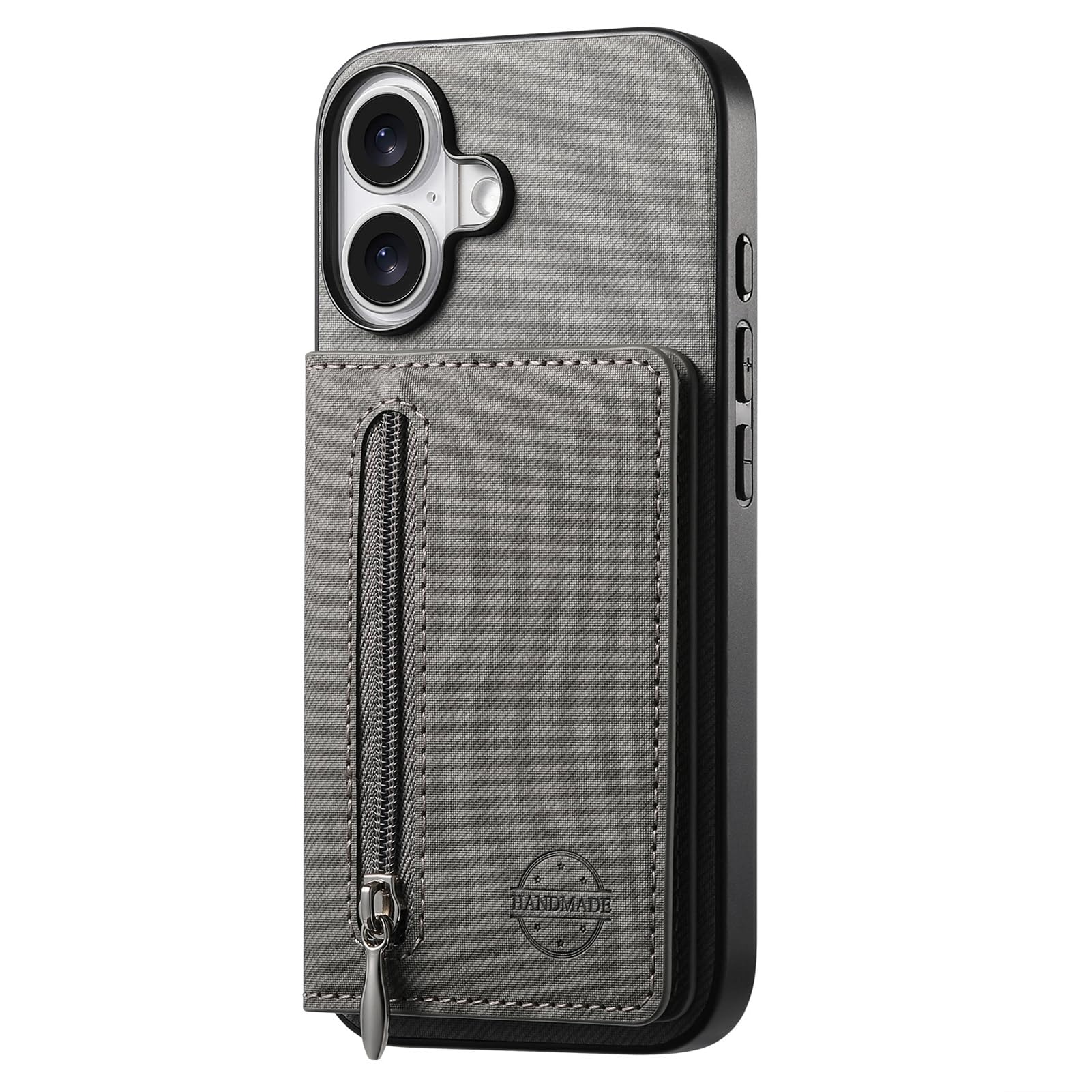 Smukłe etui do iPhone 16 Pro Max/16 Pro/16 Plus/16, skórzane etui z przegródkami na karty, blokada RFID, etui z klapką, podpórka, etui na telefon komórkowy, styl biznesowy, szary, 16 Pro Max