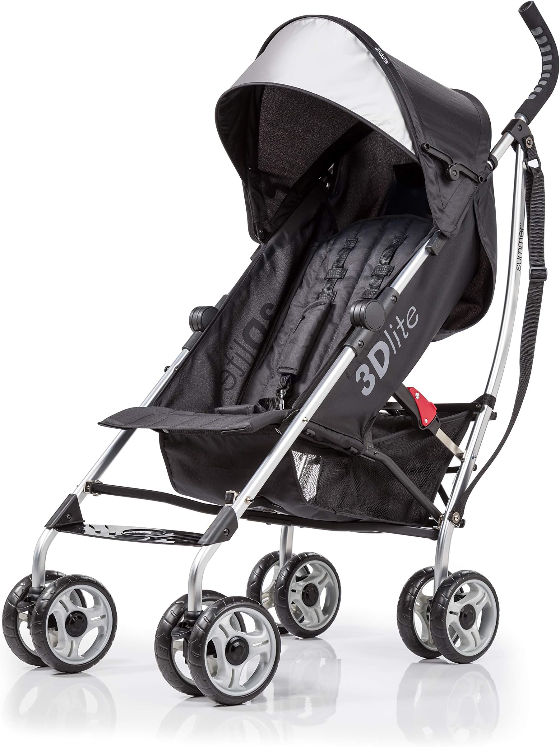 Summer Infant 3Dlite Convenience Stroller, Black ‚Äì Lightweight Stroller with Aluminum Frame, Large Seat Area, Mesh Siding, 4 Position Recline, Extra Large Storage Basket ‚Äì Infant Stroller for Travel