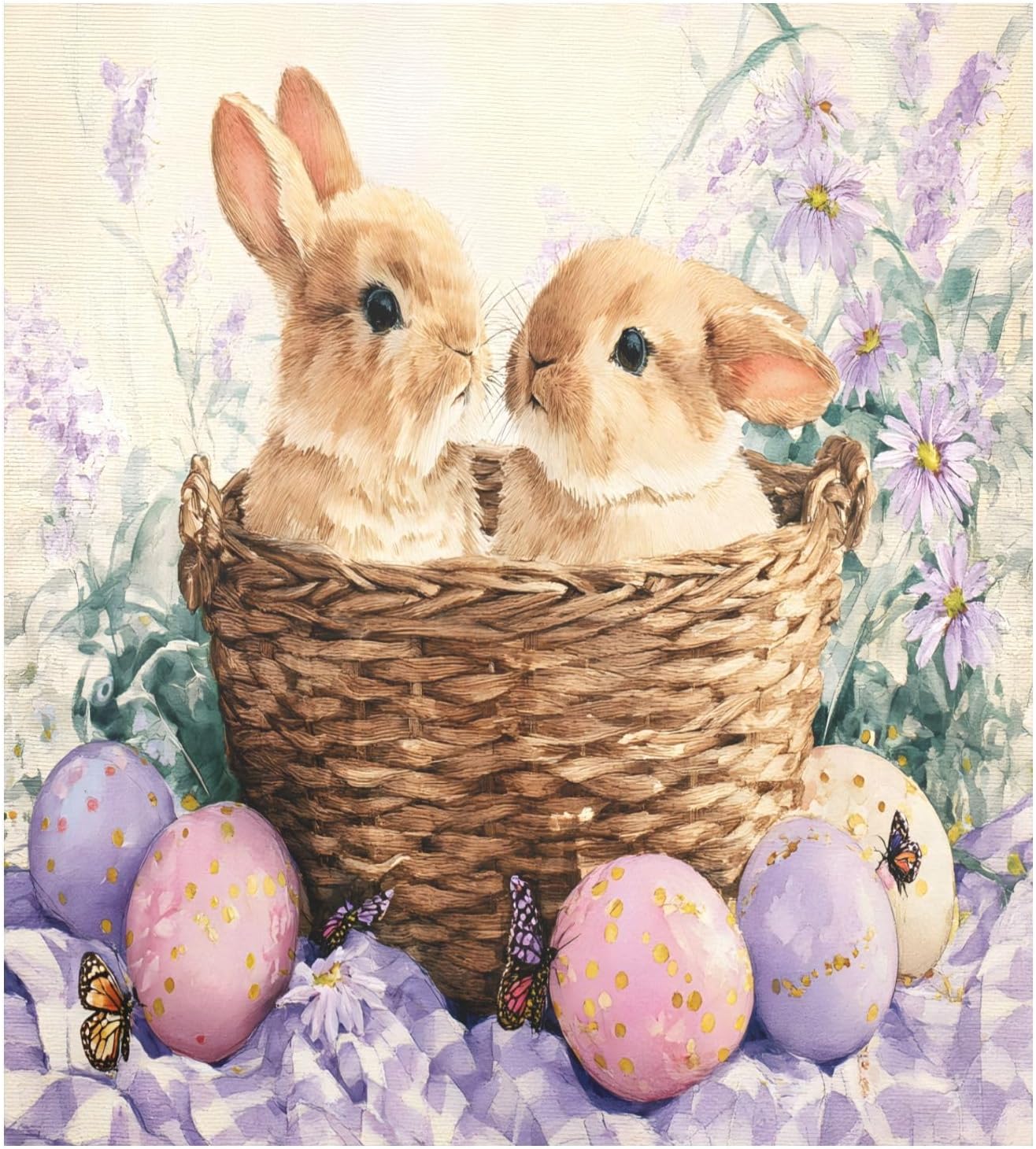 Dishwasher Magnet Cover Large Magnetic Stickers Basket Rabbit Easter Egg Front Dishwasher Cover for Home Kitchen Refrigerator Decorative Lid