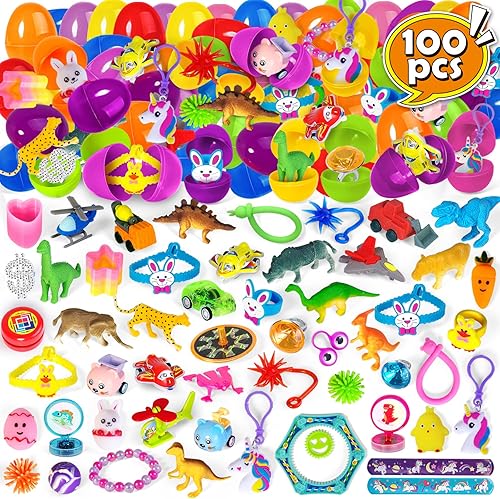 ShyLizard Huevos de Pascua rellenos con juguetes en el interior, huevos de Pascua rellenos a granel para la caza de huevos de Pascua, huevos de