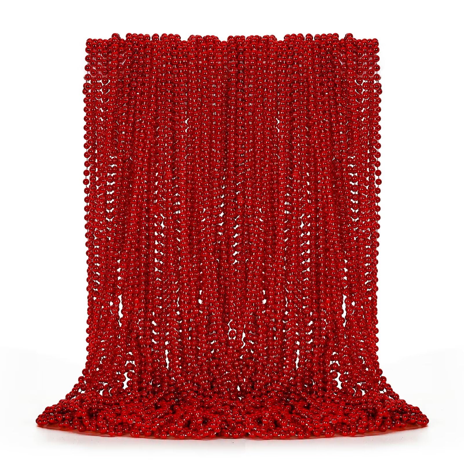 EOBOH 50PCS Bead Necklace, Red Christmas Bead Stuff Party Favors, 33" Necklaces Festival Parade Throw Accessories for Wedding Birthday Valentines