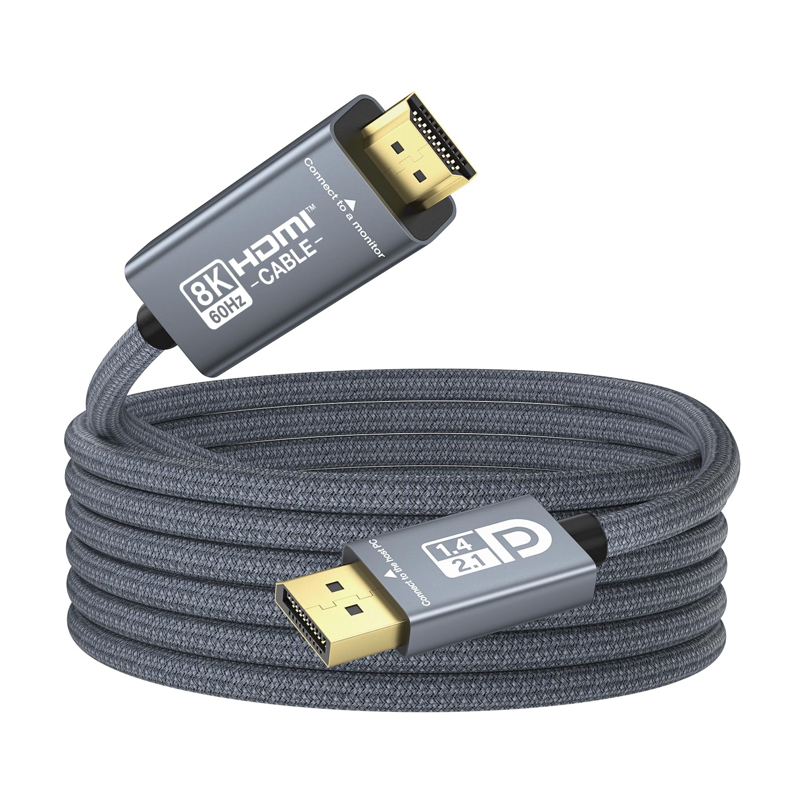 Câble actif DisplayPort vers HDMI 2.1 8K60Hz 4K240Hz G-SYNC VRR (2m)