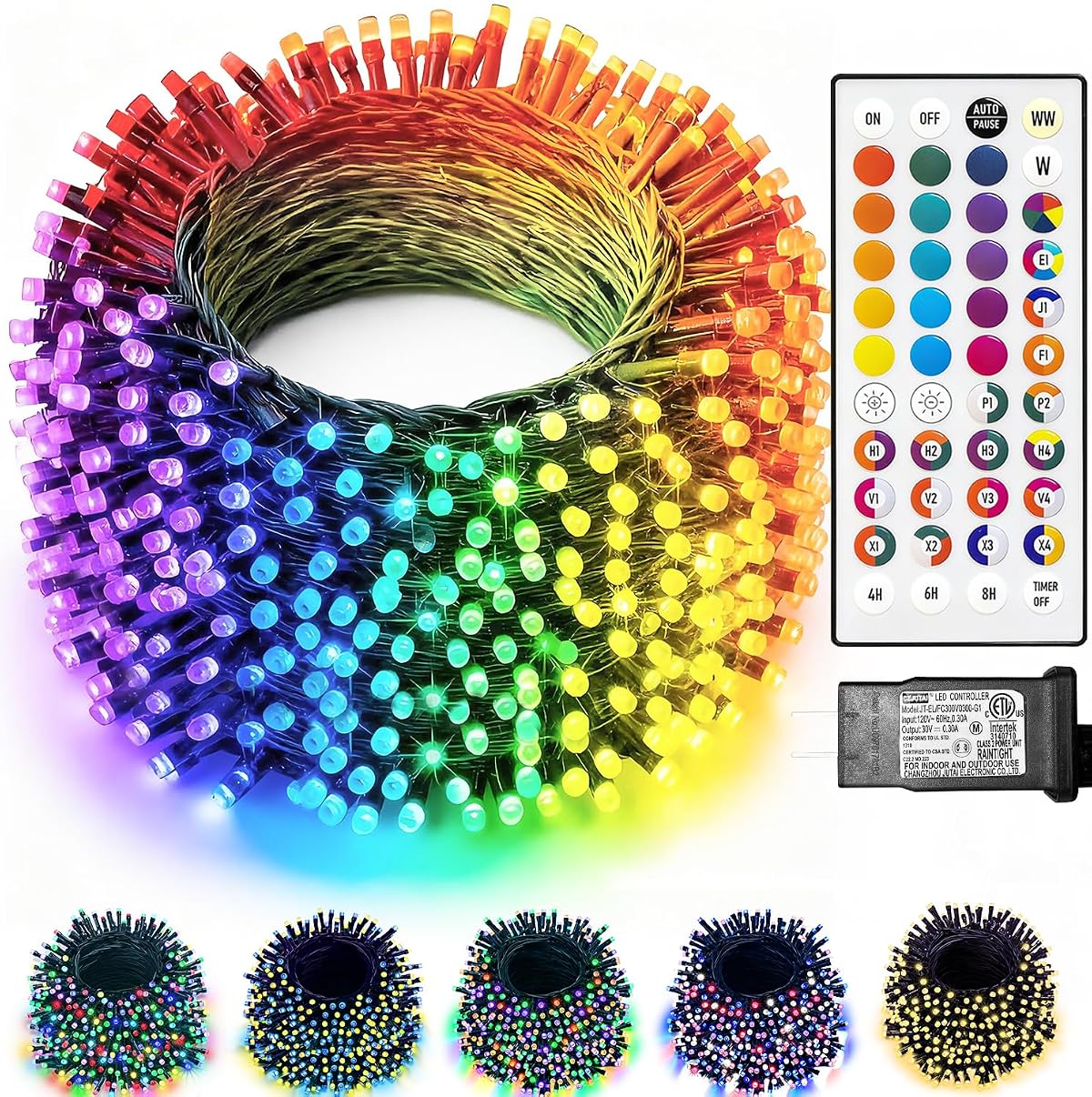 35 Colors Changing Christmas Lights 98Ft 300 Led String Lights Green Wire With