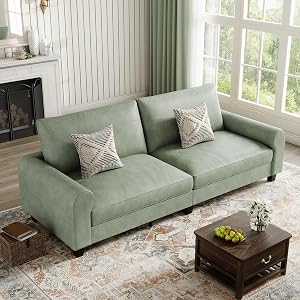 Loveseats That Prove Small Sofas Don't Have to Be Boring EASE MOOSE Faux Leather Loveseat in Green