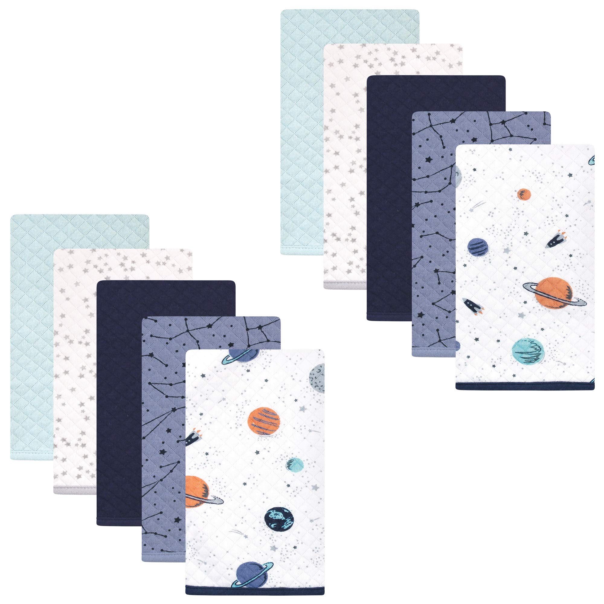 Hudson Baby Unisex Baby Quilted Burp Cloths, Space, One Size