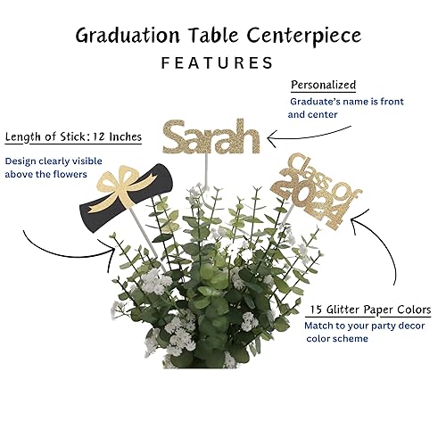 Miniatura 2 de Graduation Centerpiece Sticks, Graduation Party Decorations, Graduation Centerpieces for Table, 3 Pieces per Pack by Zee Best Celebrations