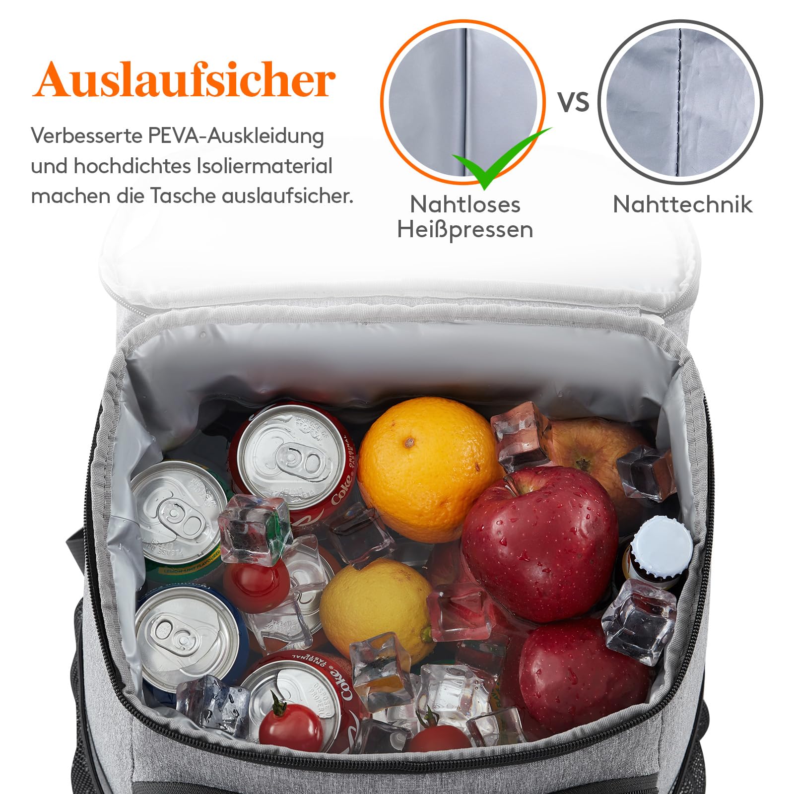 Lifewit 22L 30 Dosen Kühlrucksack, Auslaufsichere Kühltasche Rucksack, wasserdichte Isolierte Lunchtasche für Männer, Frauen, Arbeit, Picknicks, Strand, Camping, Reisen, Grau