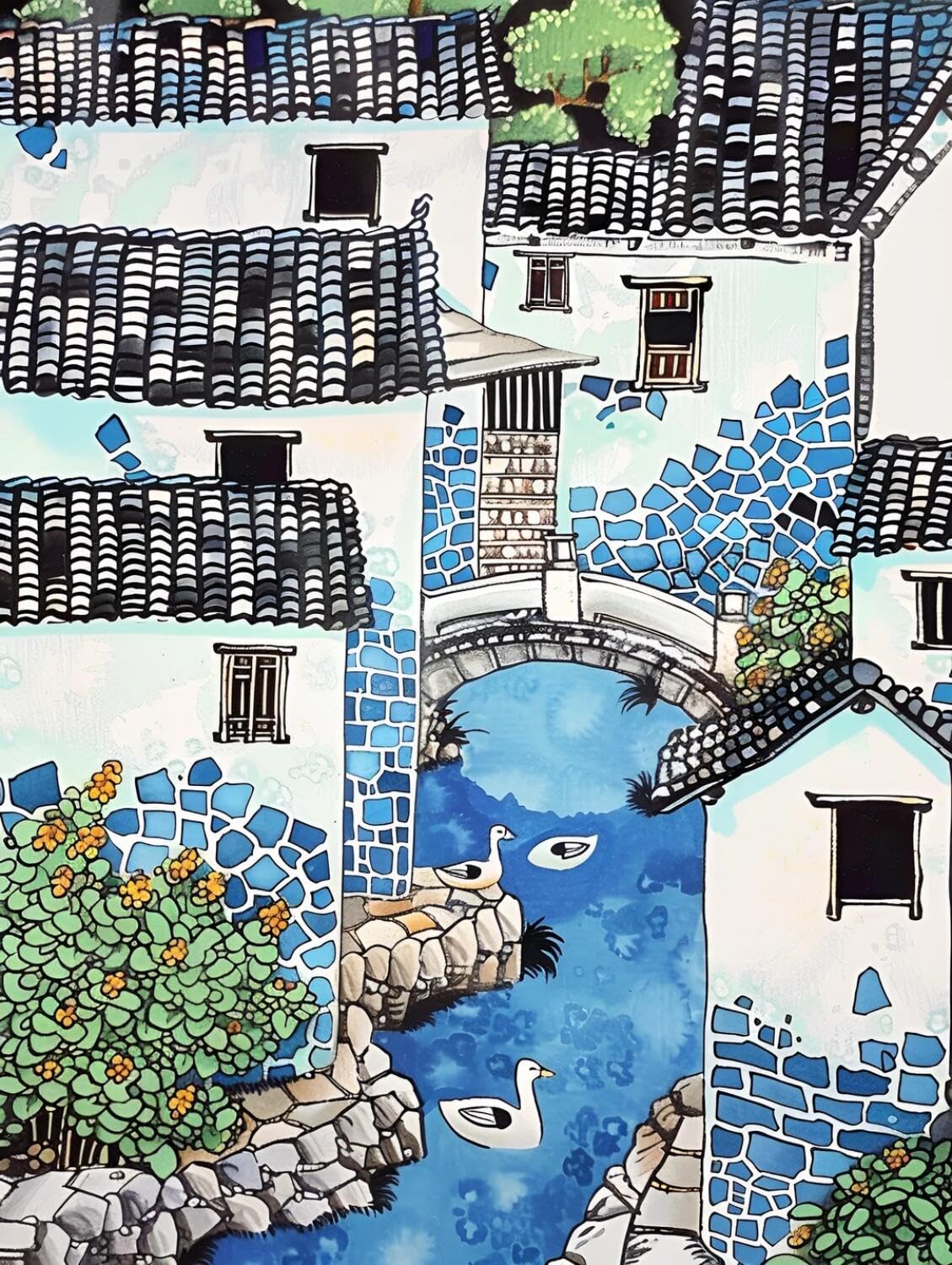Rqwybcaxn Bead Embroidery Kits Retro Architecture 40x50cm