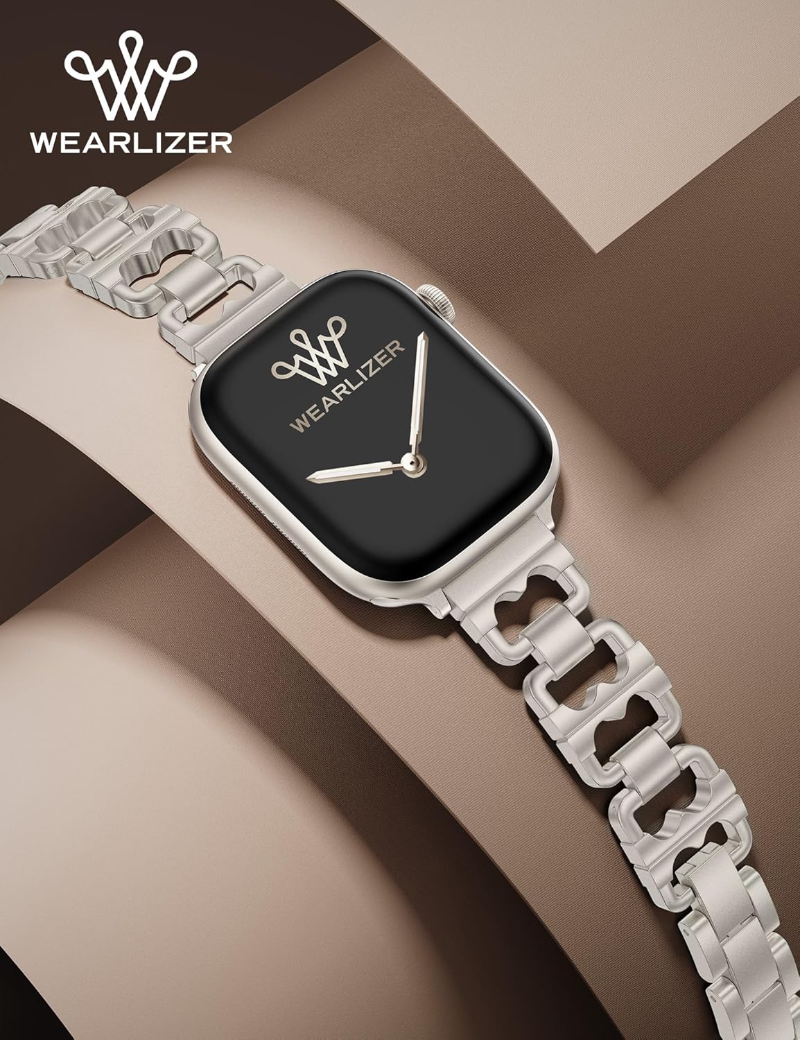 Wearlizer Compatible with Apple Watch Band 42/46/38/40/41/44/45/49mm Women, Dressy Pretty Stainless Steel Metal Strap Fancy Designer Link Bracelet for iWatch Series 11 10 9 8 7 6 5 4 3 SE/Ultra 3 2 1 - Image 4