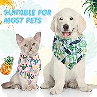Vista 4 de Weewooday Pañuelo grande para perro, bufanda de verano para perro, bufanda triangular hawaiana, ajustable, lavable, pañuelo para mascotas