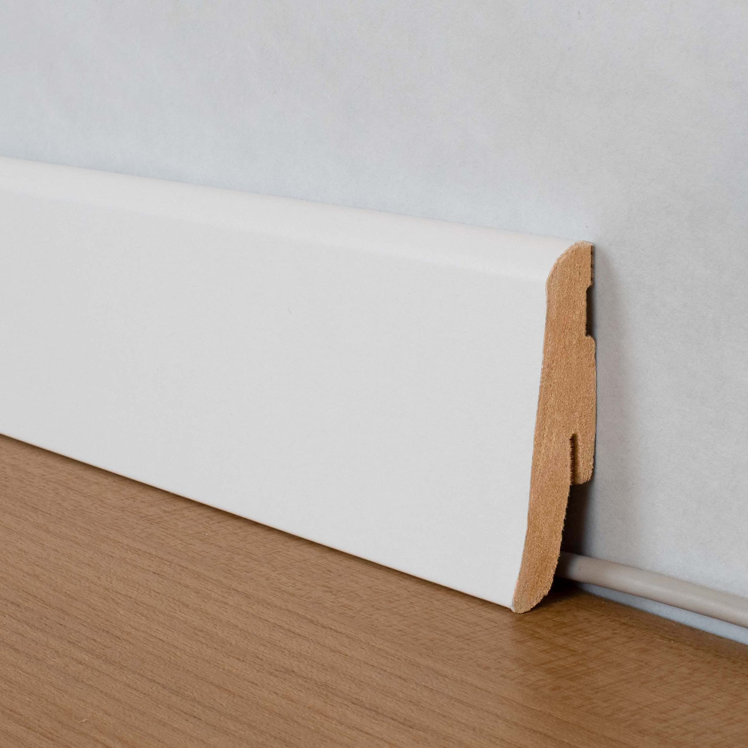 PROVISTON | plinthe | bord arrondi | 19 x 58 x 2400 mm | en MDF revêtu | blanc | plinthe moderne | 24 m