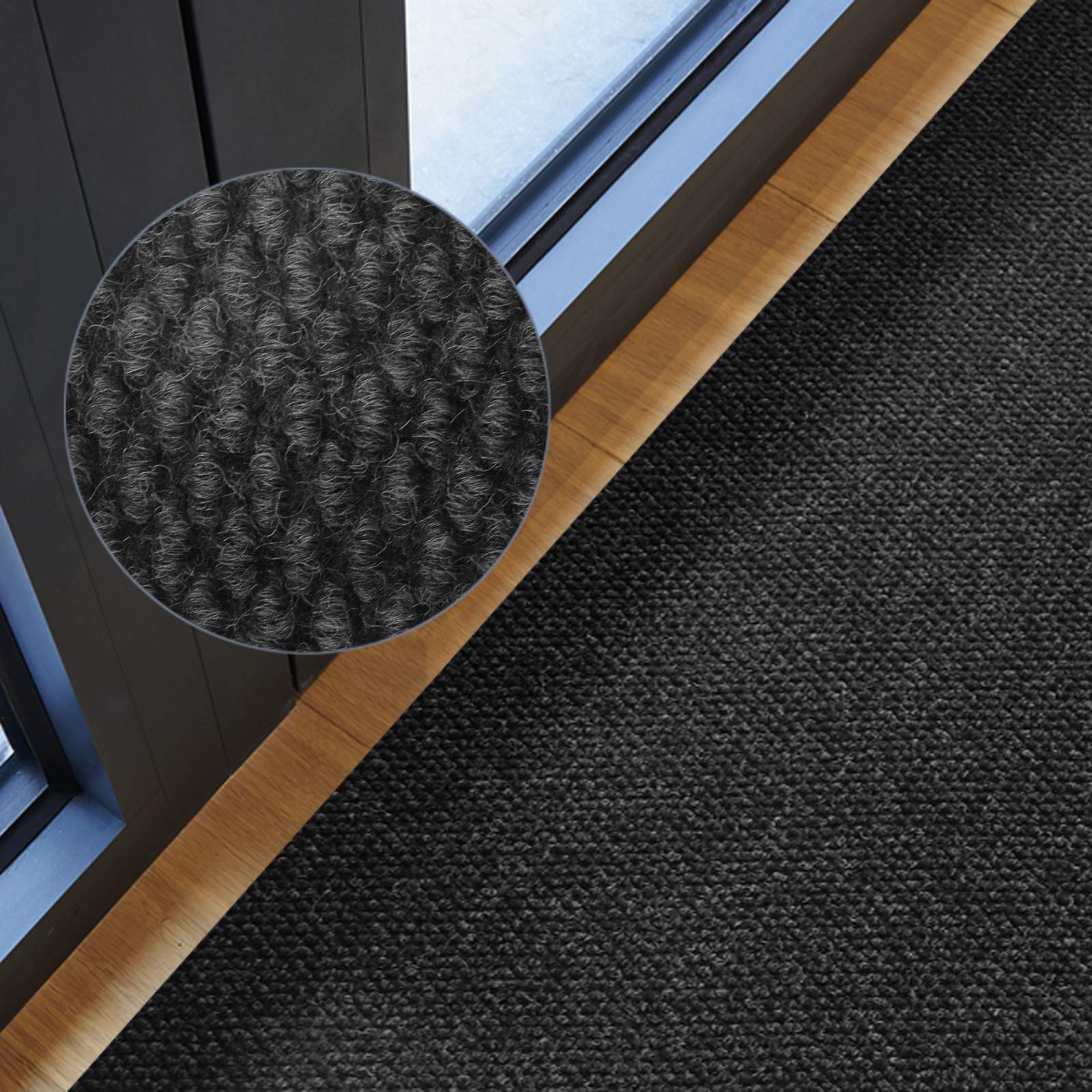 Floordirekt Schoonloopmat, 200 x 150 cm, antraciet, ideaal als vuilvangmat op maat, tapijt voor gang, loper, keukentapijt, wasbaar, antislip, schoonloopmat, per meter (Hong Kong