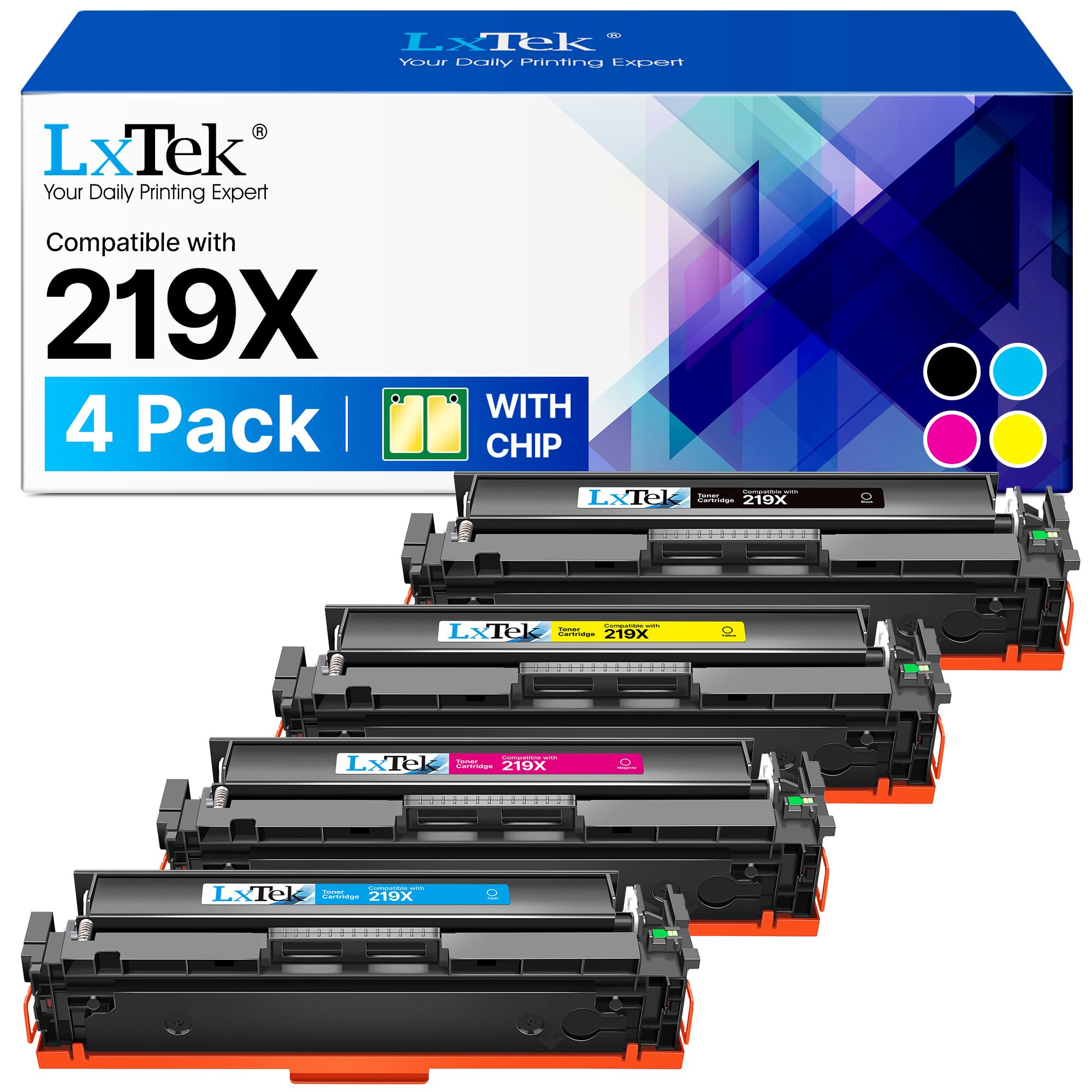 LxTek 219X Toner 219 mit Chip 219A Kompatibel Schwarz für HP 219X Toner Set Original für HP Color LaserJet Pro MFP 3302FDWG für HP Color LaserJet Pro MFP 3302SDWG 3302FDW 3202DW 3302 (4er-Pack)