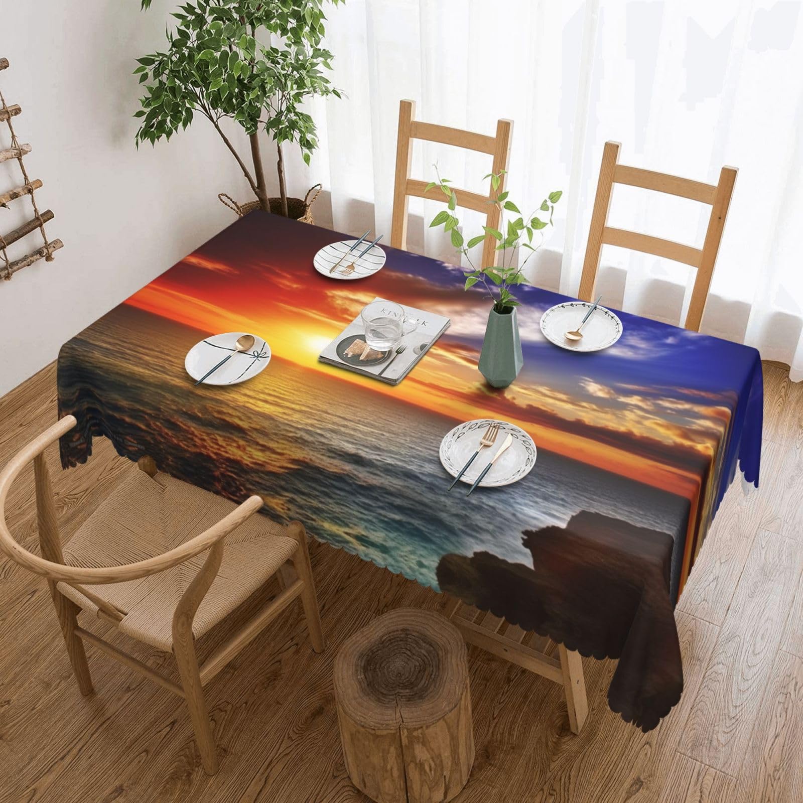 Nappe rectangulaire de qualité supérieure avec décor panoramique de la mer