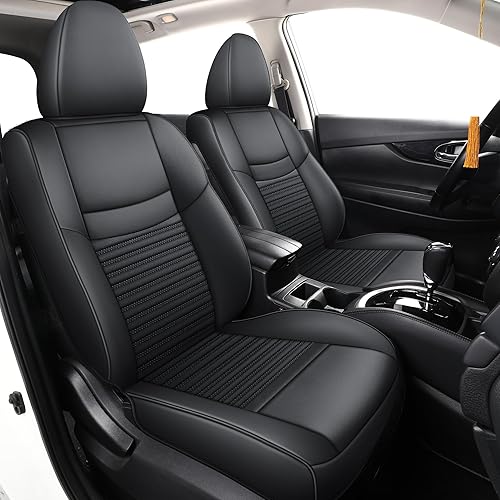 LINGVIDO Fundas de asiento personalizadas para Nissan Rogue 2014 2015 2016 2017 2018 2019 2020, juego completo, negro, no para híbridos y deportivos