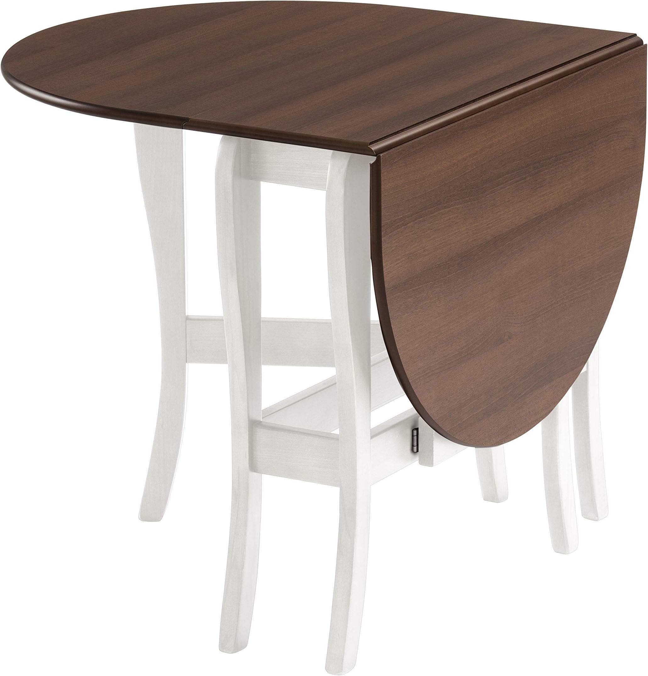 HEATPROOF Oval Gateleg Drop Leaf Table in Walnut & Cream – Folding – Solid Wood Frame - Tufftop Heat Resistant - Dining Kitchen Table – 32x79X76Hcm Closed 128x79X76Hcm Open - Seats Up To 6 People